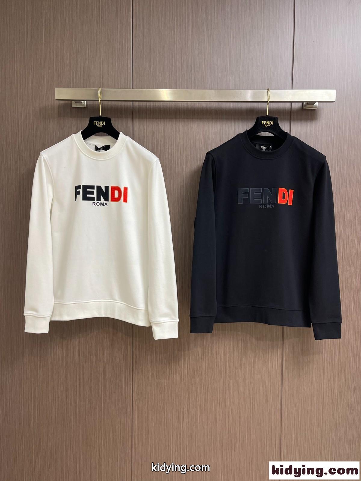 定番 ロゴ入り コットン スウェットシャツ フェンディ Tシャツ コピー クルーネック-0