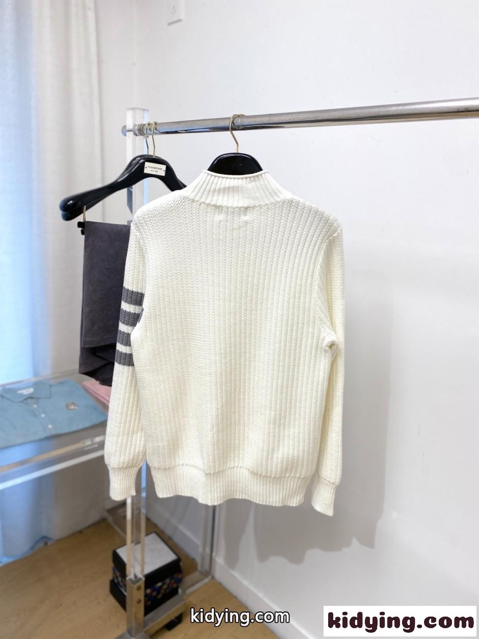 4BAR ハーフジップ ニットプルオーバー トムブラウン セーター 偽物 ホワイト-4