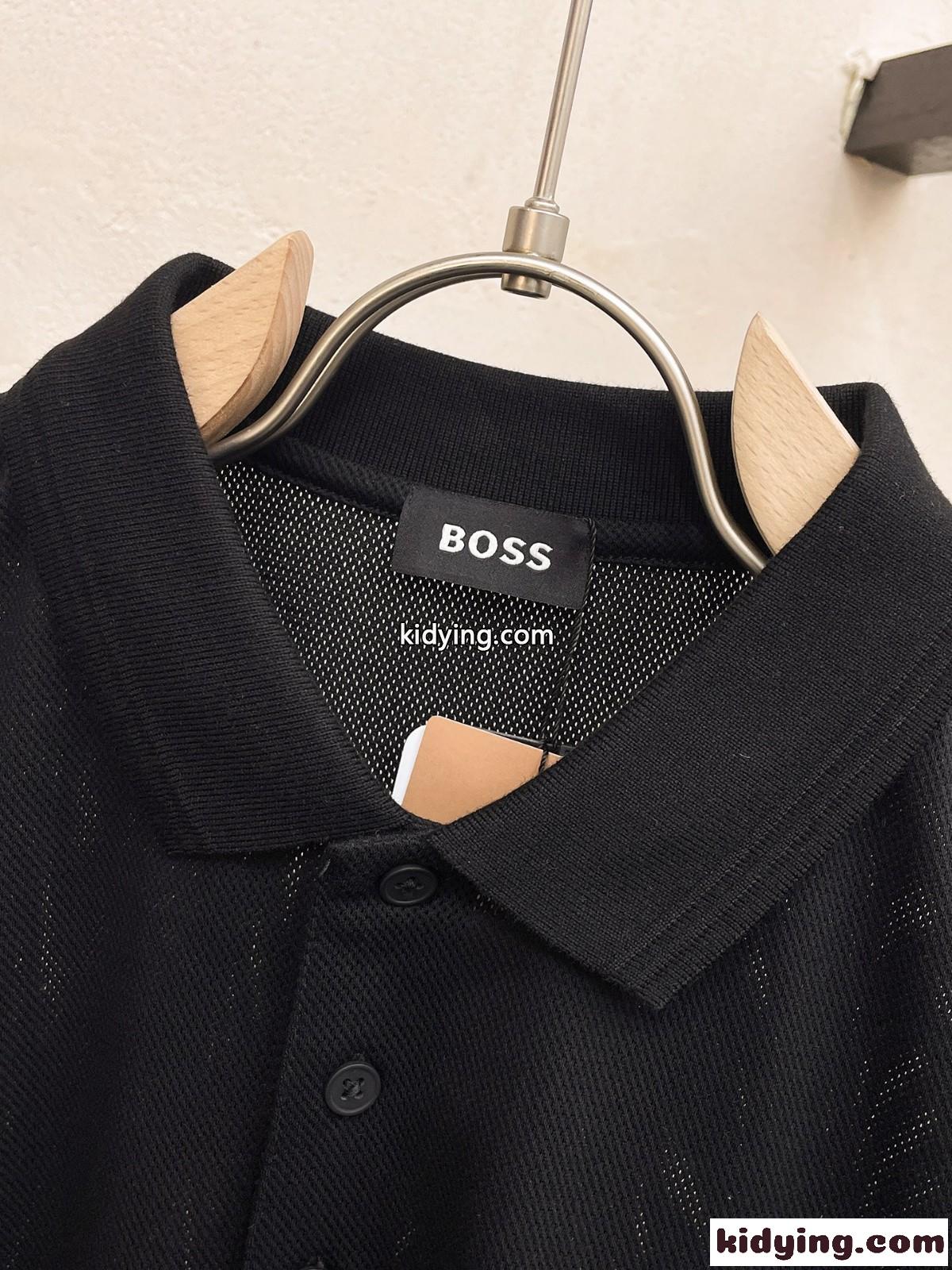 ヒューゴ・ボス Tシャツ コピー クラシック ビジネス 半袖 ポロシャツ ブラック-2