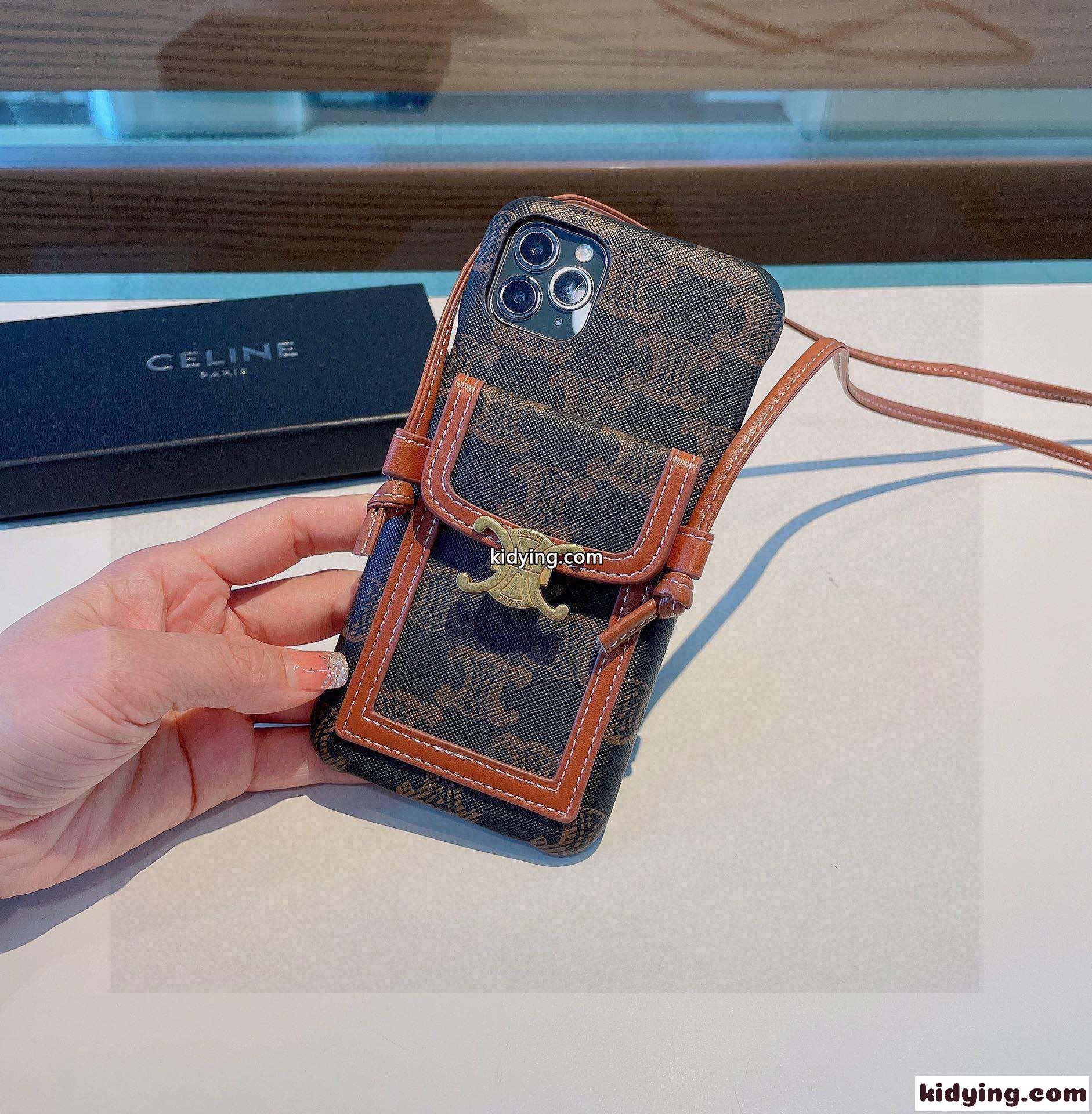 斜めがけ ショルダー 落下防止 スマホケース セリーヌ アイフォンケース コピー おしゃれ カード収納-4