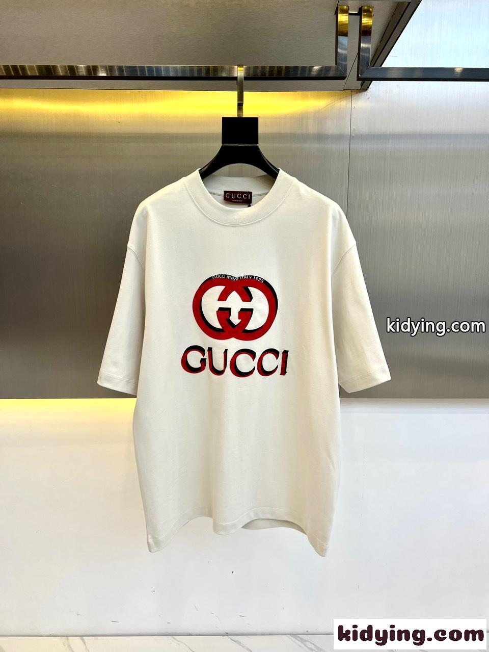 コットンジャージ リラックス 半袖Tシャツ グッチ Tシャツ コピー ベージュ-0