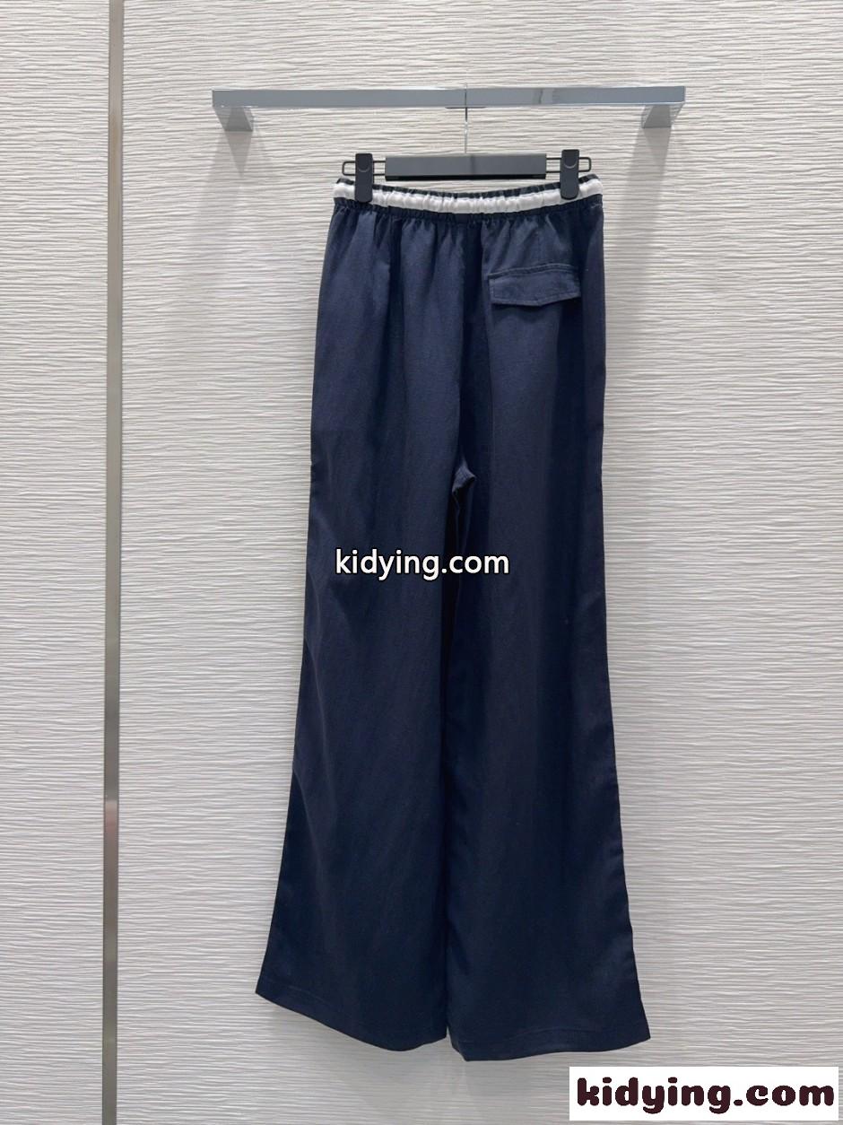 リネン ワイドパンツ クリスチャン・ディオール パンツ 偽物 ネイビー-4