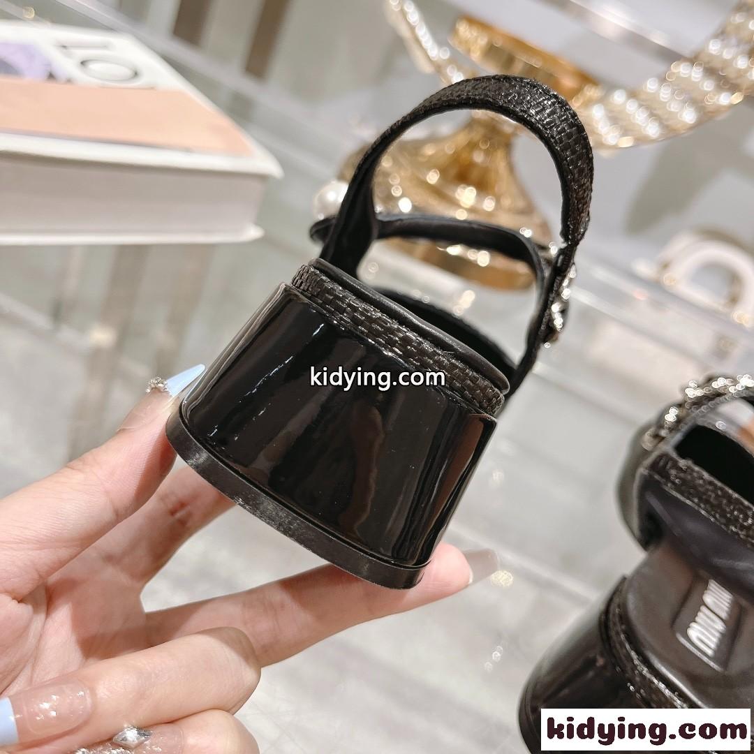 パテントレザーxラフィア ミュウミュウ パンプス スーパーコピー スリングバック パンプス-4