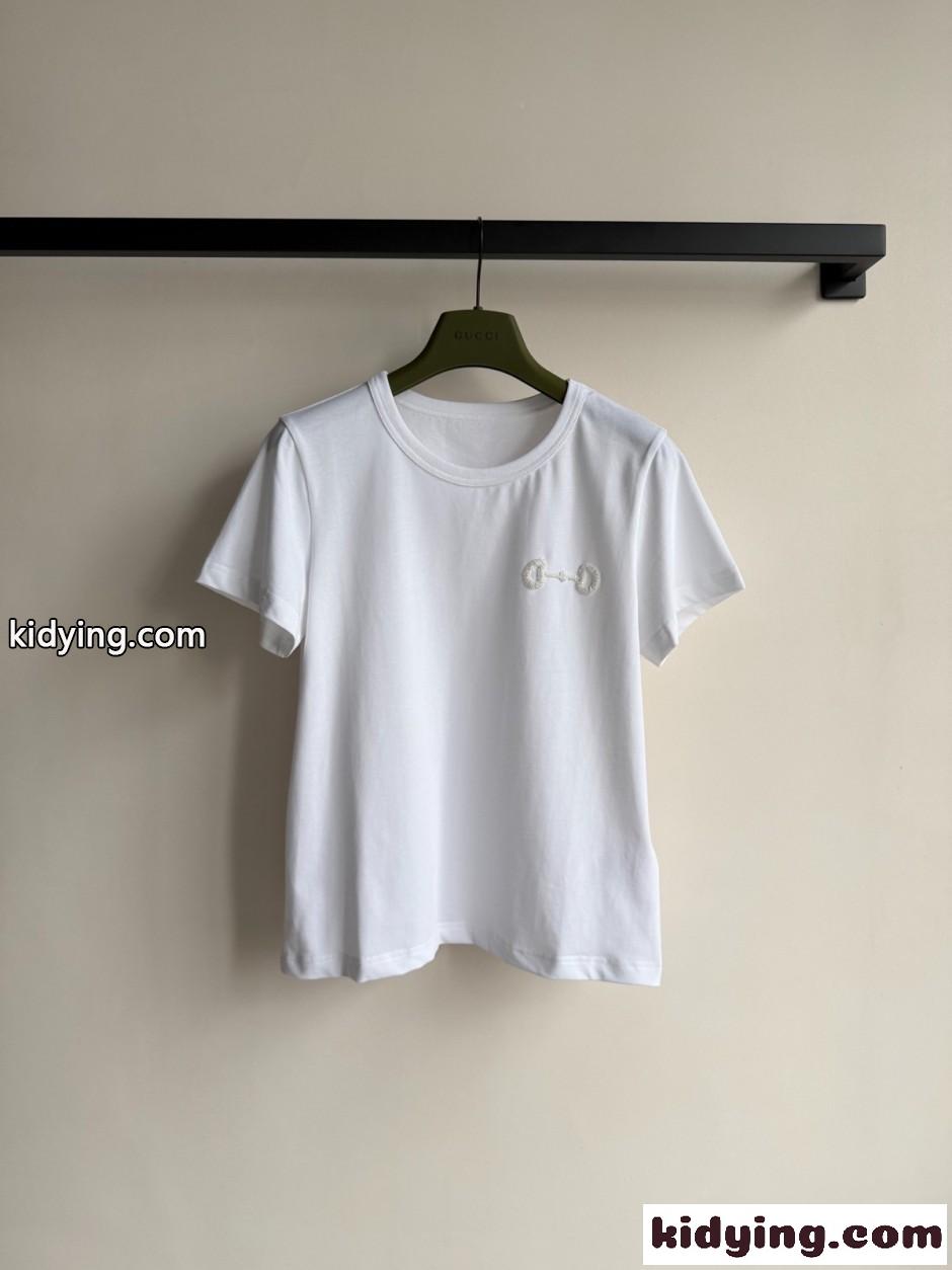 シンプル ホースビット 半袖Tシャツ グッチ Tシャツ コピー コットン ホワイト-0