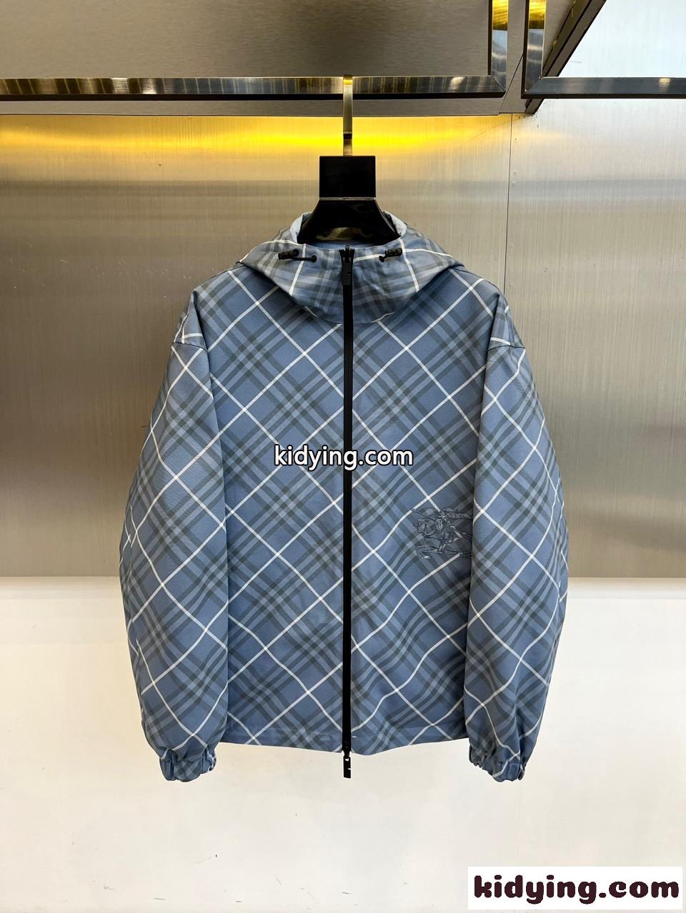 お洒落 フード付き リバーシブルジャケット バーバリー ジャケット 偽物 ブルー-0