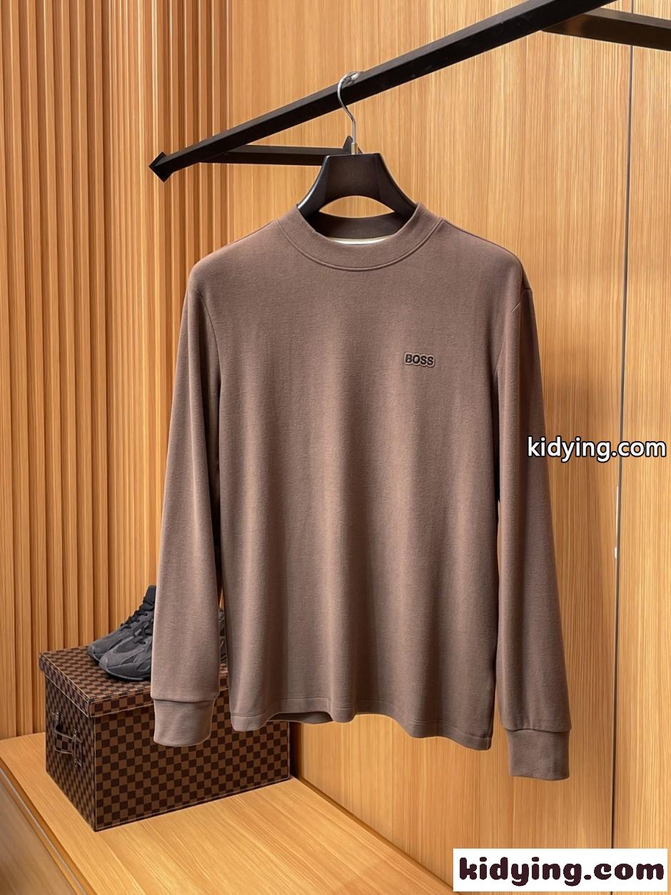 ヒューゴ・ボス Tシャツ 偽物 ベーシック 秋冬 厚手 長袖Tシャツ トップス-0
