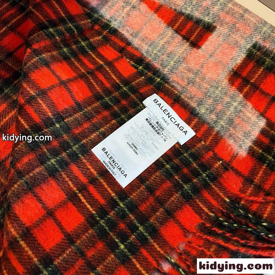 定番 お洒落 バレンシアガ スカーフ 偽物 カシミヤ ロゴ入り チェック柄 マフラー-4