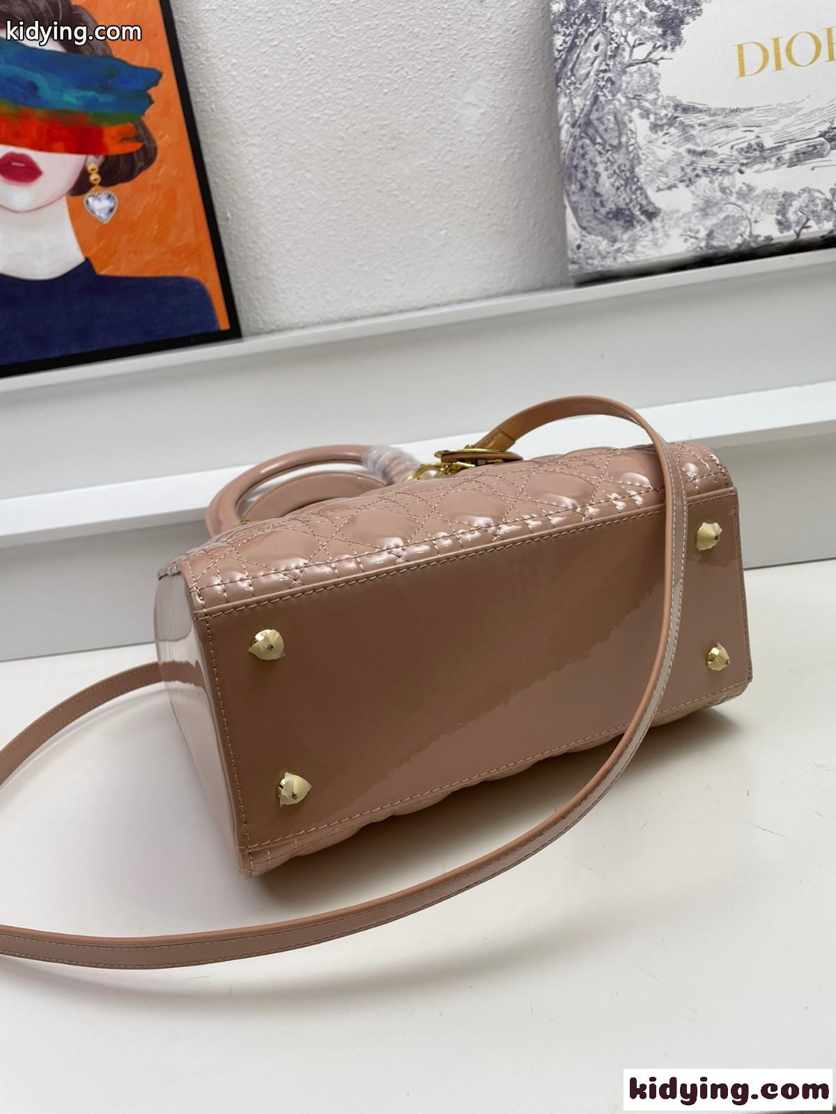 LADY DIOR パテントレザー ミディアムバッグ クリスチャン・ディオール バッグ コピー ハンドバッグ-0