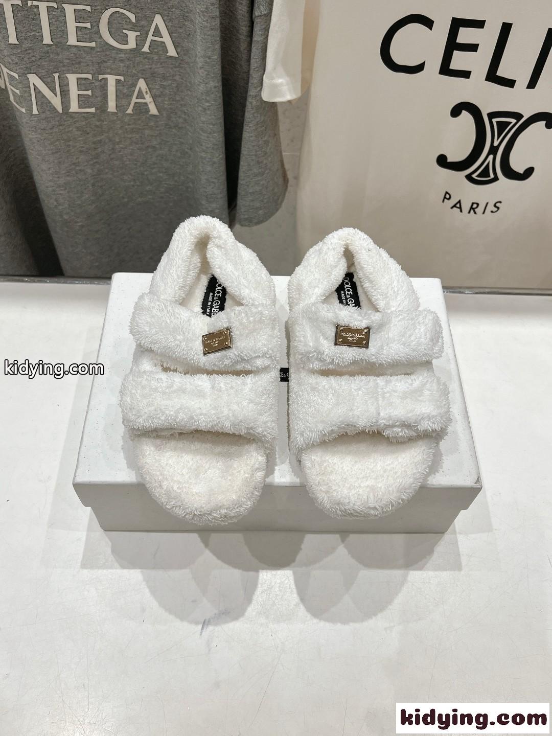 秋冬 可愛い もこもこ ファーサンダル ドルチェ&ガッバーナ サンダル コピー ホワイト-2