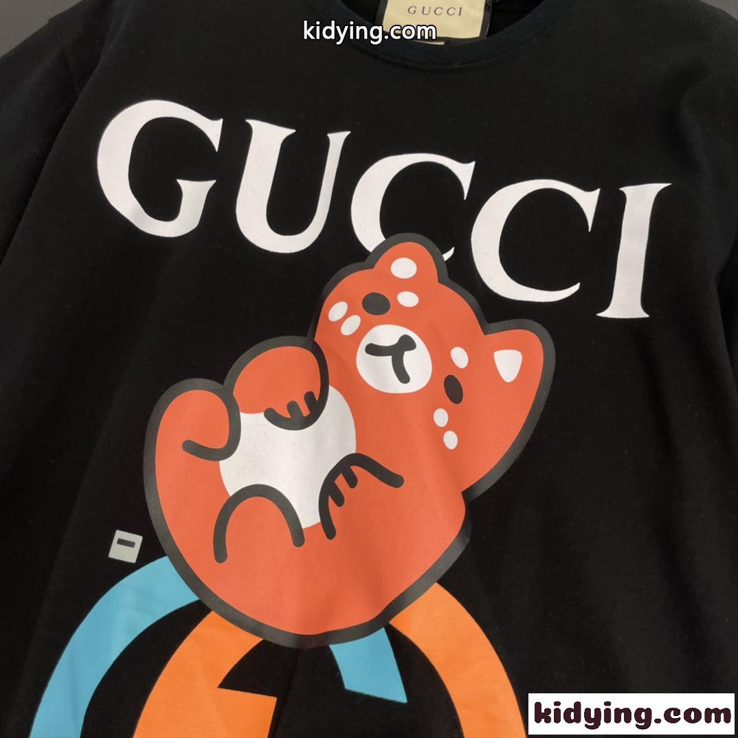GUCCI アニマル プリント コットン Tシャツ グッチ Tシャツ コピー ユニセックス-3