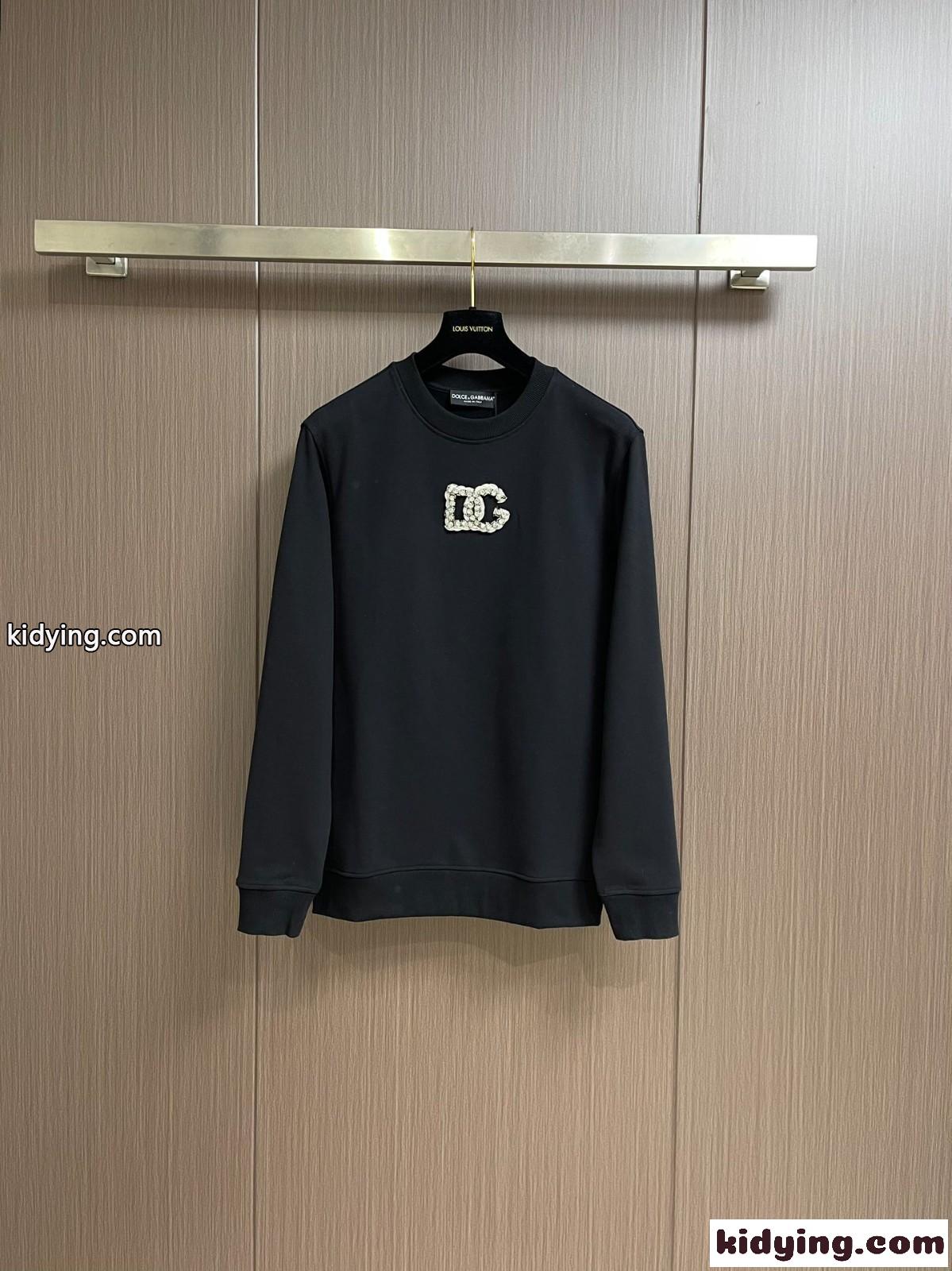 ドルチェ&ガッバーナ Tシャツ コピー コットン クルーネック スウェットシャツ ブラック-0