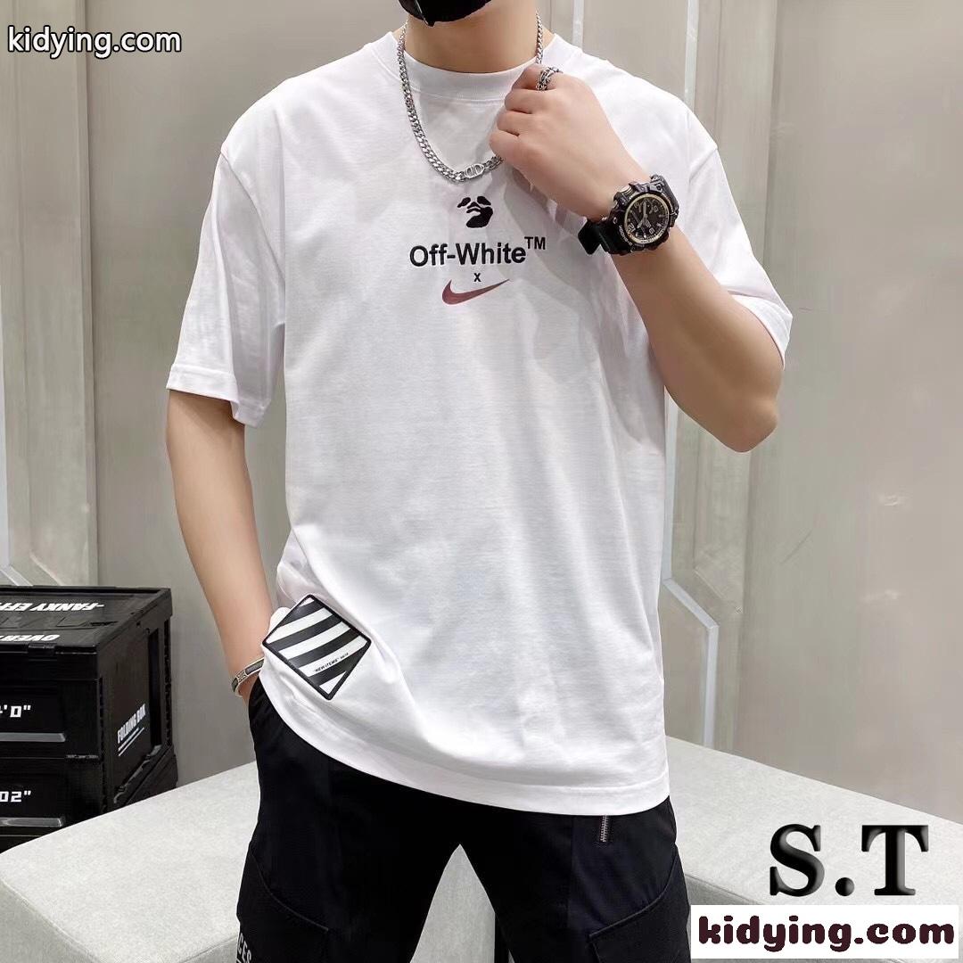 Off-White X Nike コットン 快適 カジュアル ストリート系 オフホワイト tシャツ コピー 春夏 半袖 トップス-1