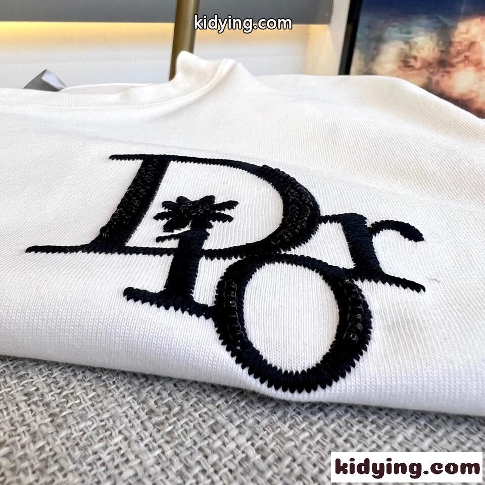 ベーシック 着回し クルーネック 刺繍入り クリスチャン・ディオール Tシャツ コピー ホワイト-3