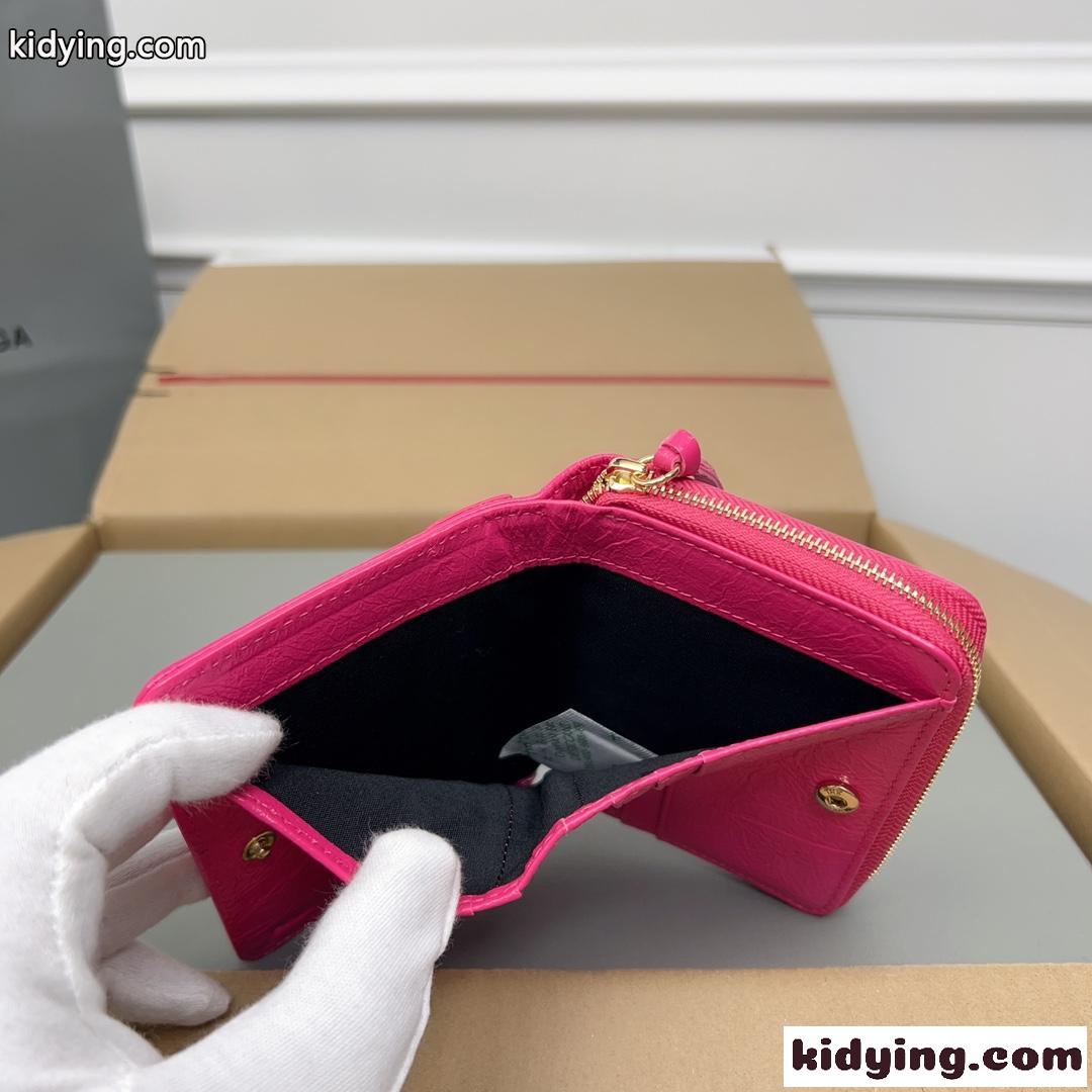 上品 高級感 コンパクトウォレット バレンシアガ 財布 コピー 二つ折り財布 ローズレッド-5