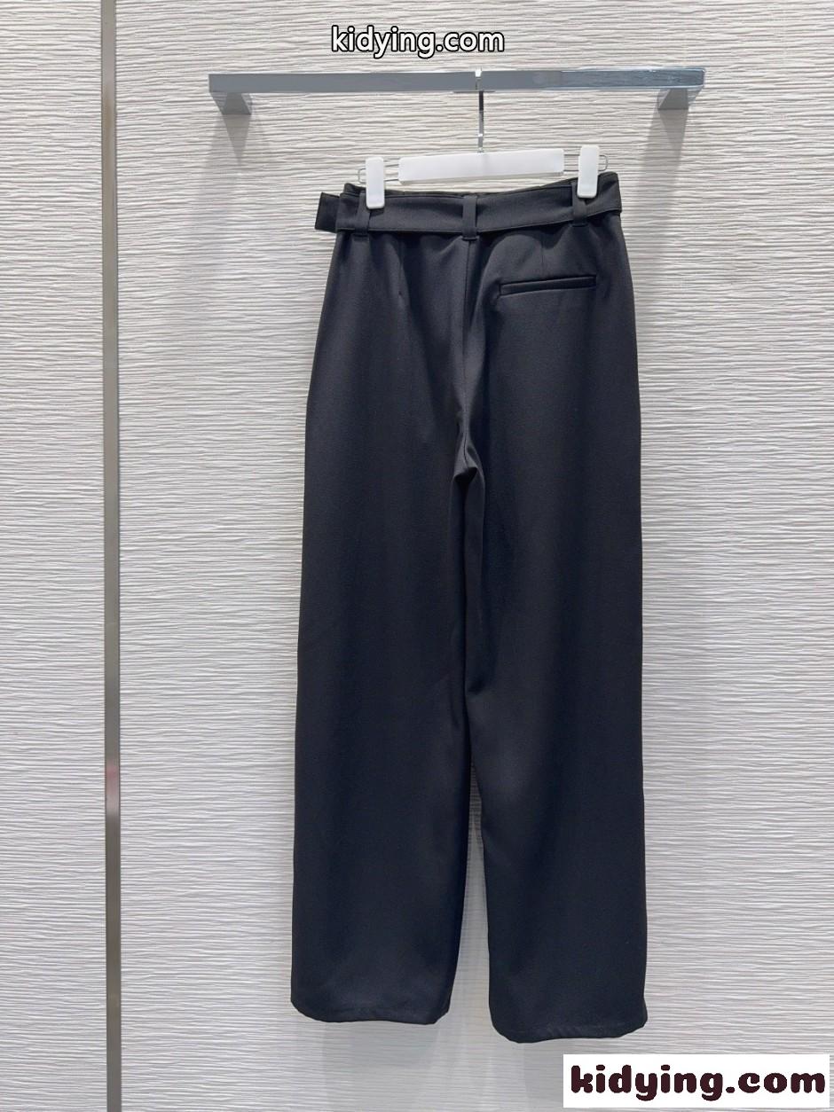 ロエベ ベルト付き パンツ スタイリッシュ カジュアル LOEWE スーパーコピー ブラック-4