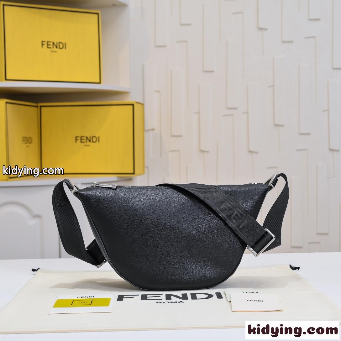 Fendi Roma レザー フェンディ メロン スモール スーパーコピー ショルダーバッグ ブラック-0