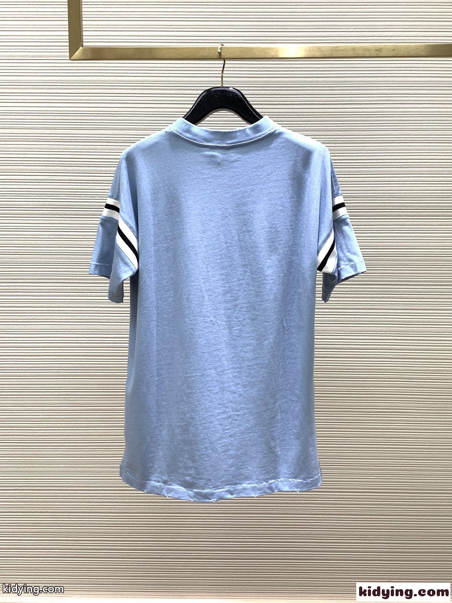 人気 カジュアル ロゴ 半袖Tシャツ クリスチャン・ディオール Tシャツ コピー ブルー-4