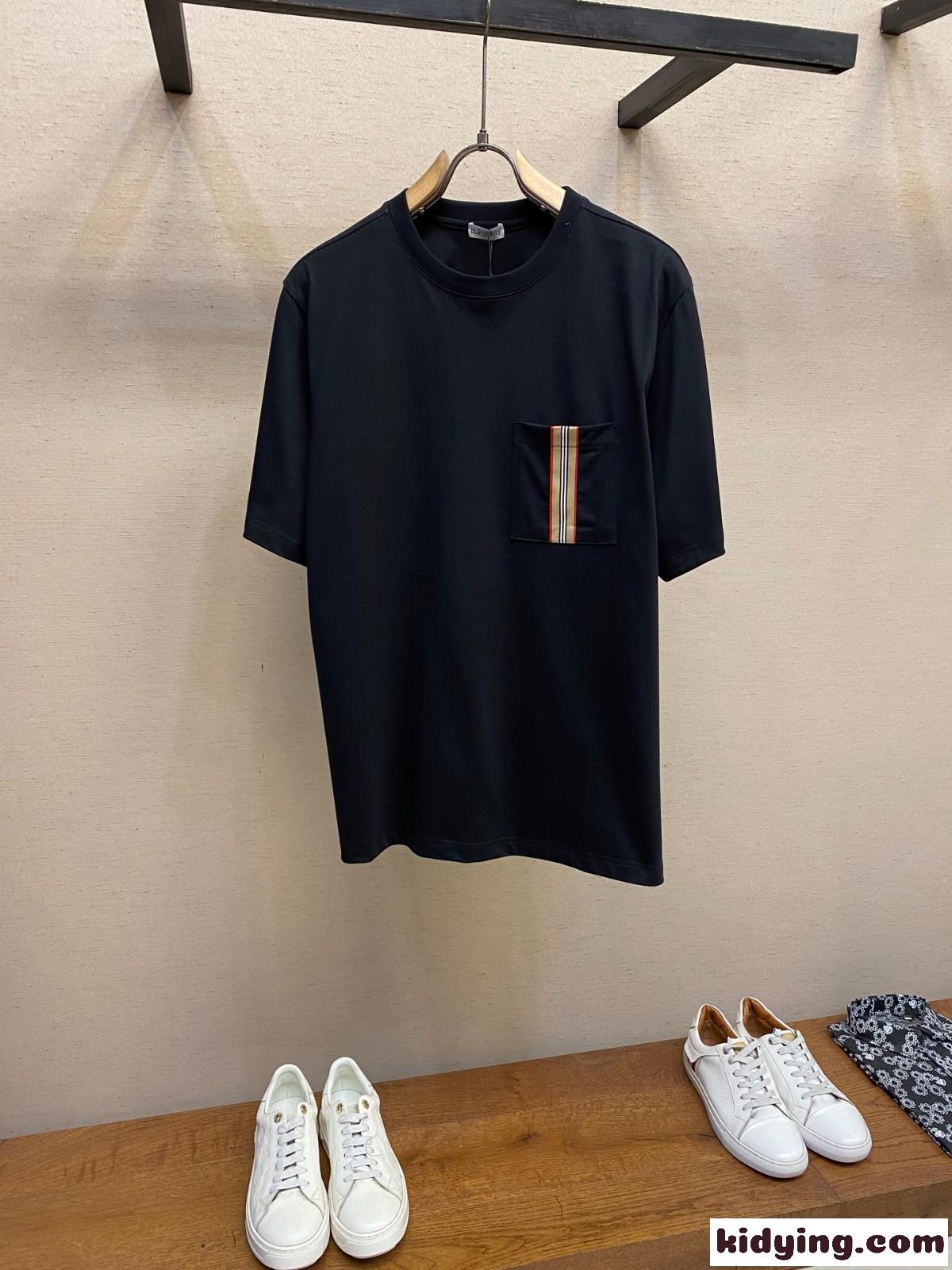 カジュアル 合わせやすい バーバリー Tシャツ 偽物 半袖Tシャツ ブラック-2