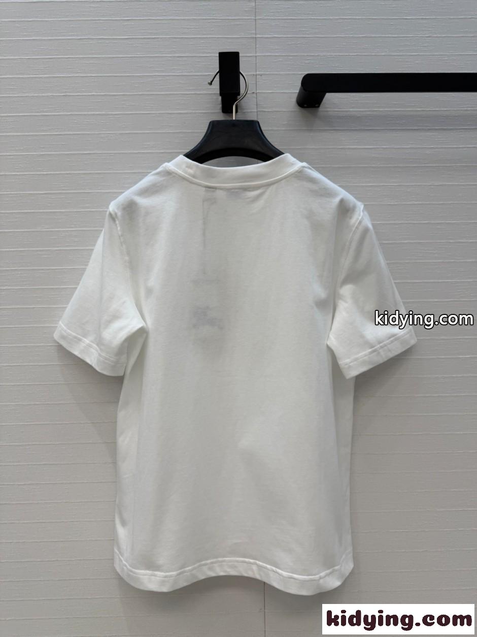 チェックナイトスタンプ コットンTシャツ バーバリー Tシャツ 偽物-3