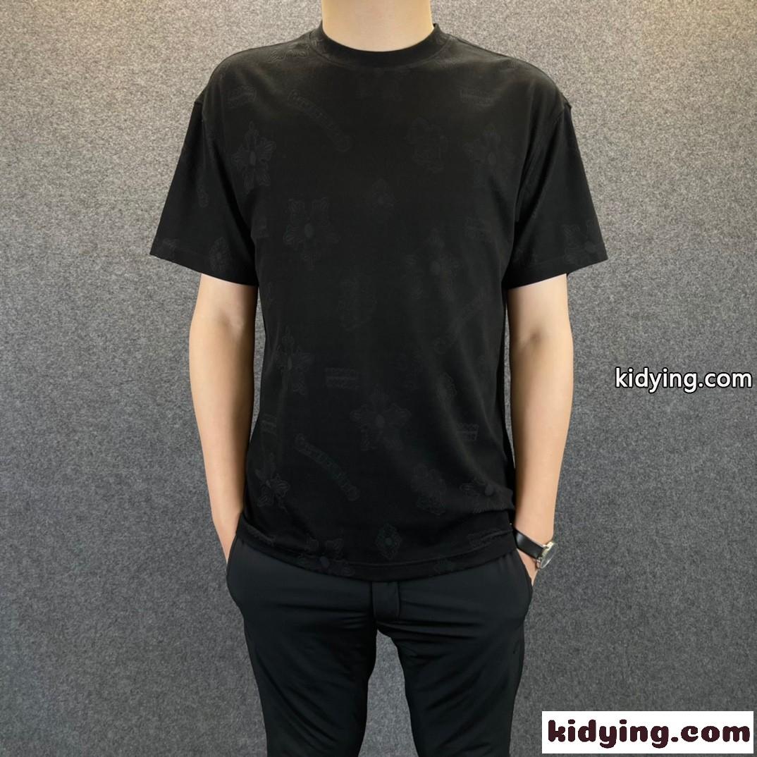 シンプル ジャガード ロゴ 上品 クルーネック クロムハーツ tシャツ コピー 半袖 着心地抜群 カジュアル-1