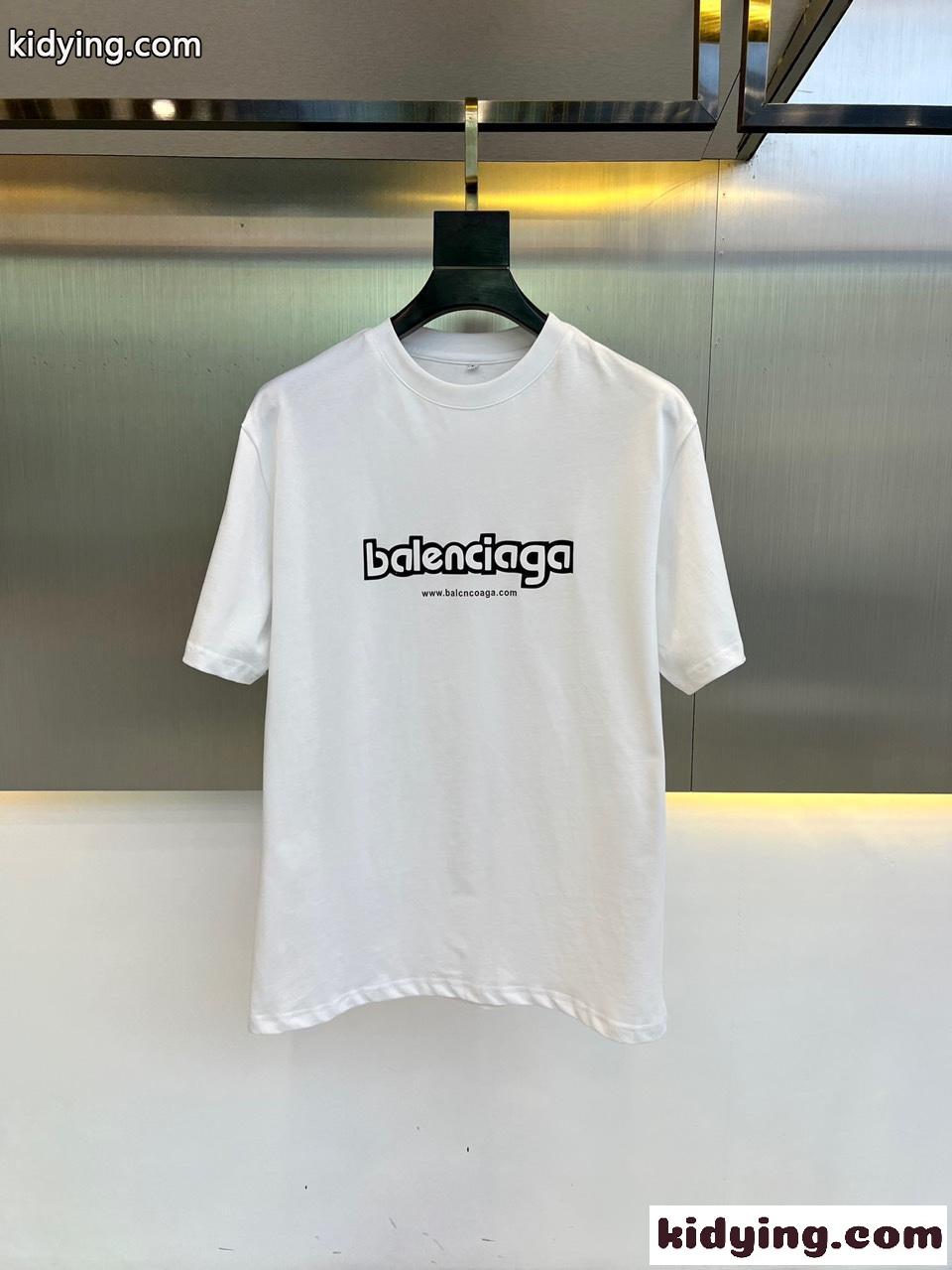 シンプル 着回し ロゴ クルーネック 半袖Tシャツ バレンシアガ Tシャツ コピー ホワイト-0