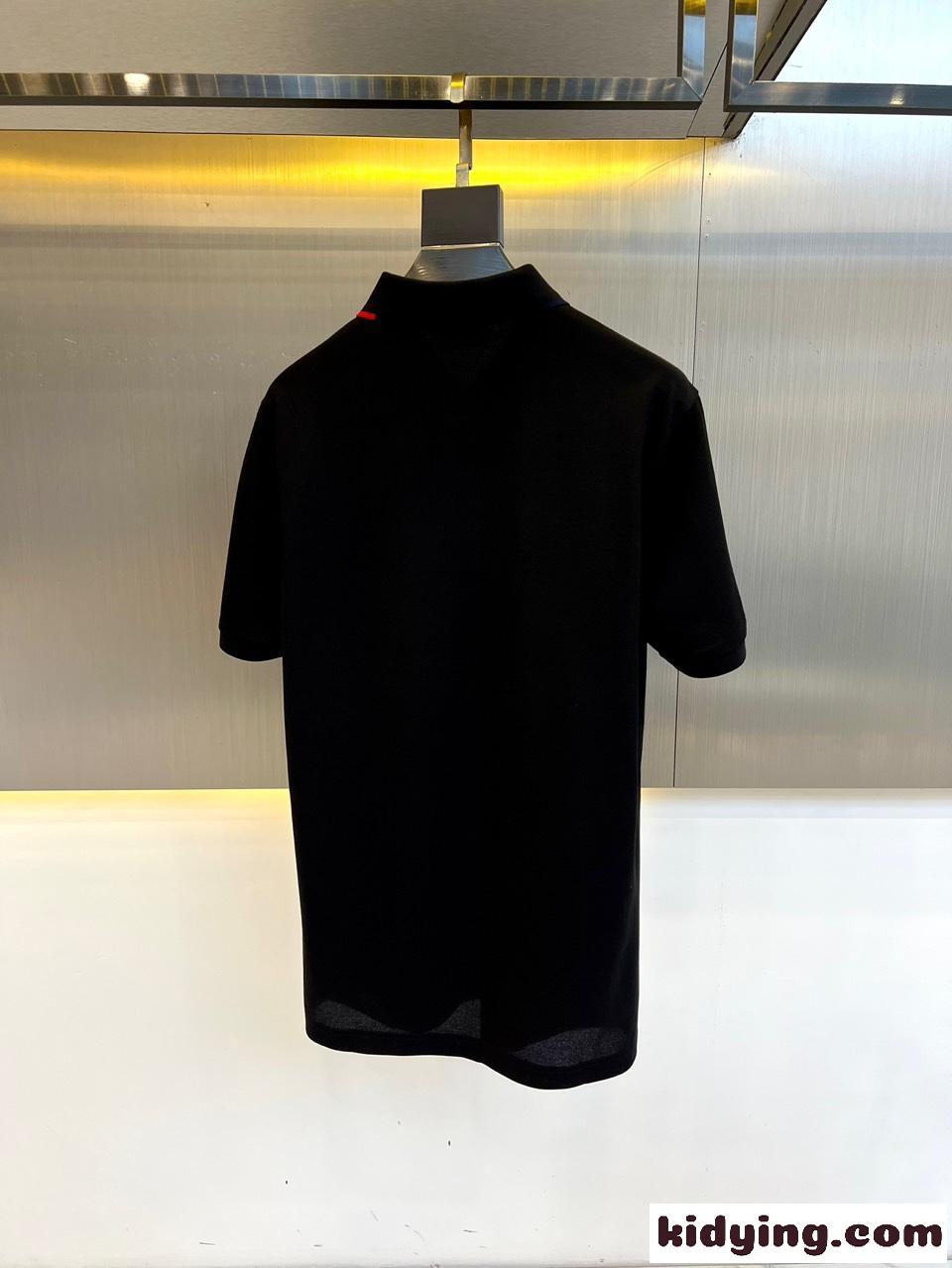 クラシック コットンピケ ポロシャツ モンクレール 半袖Tシャツ コピー ブラック-4