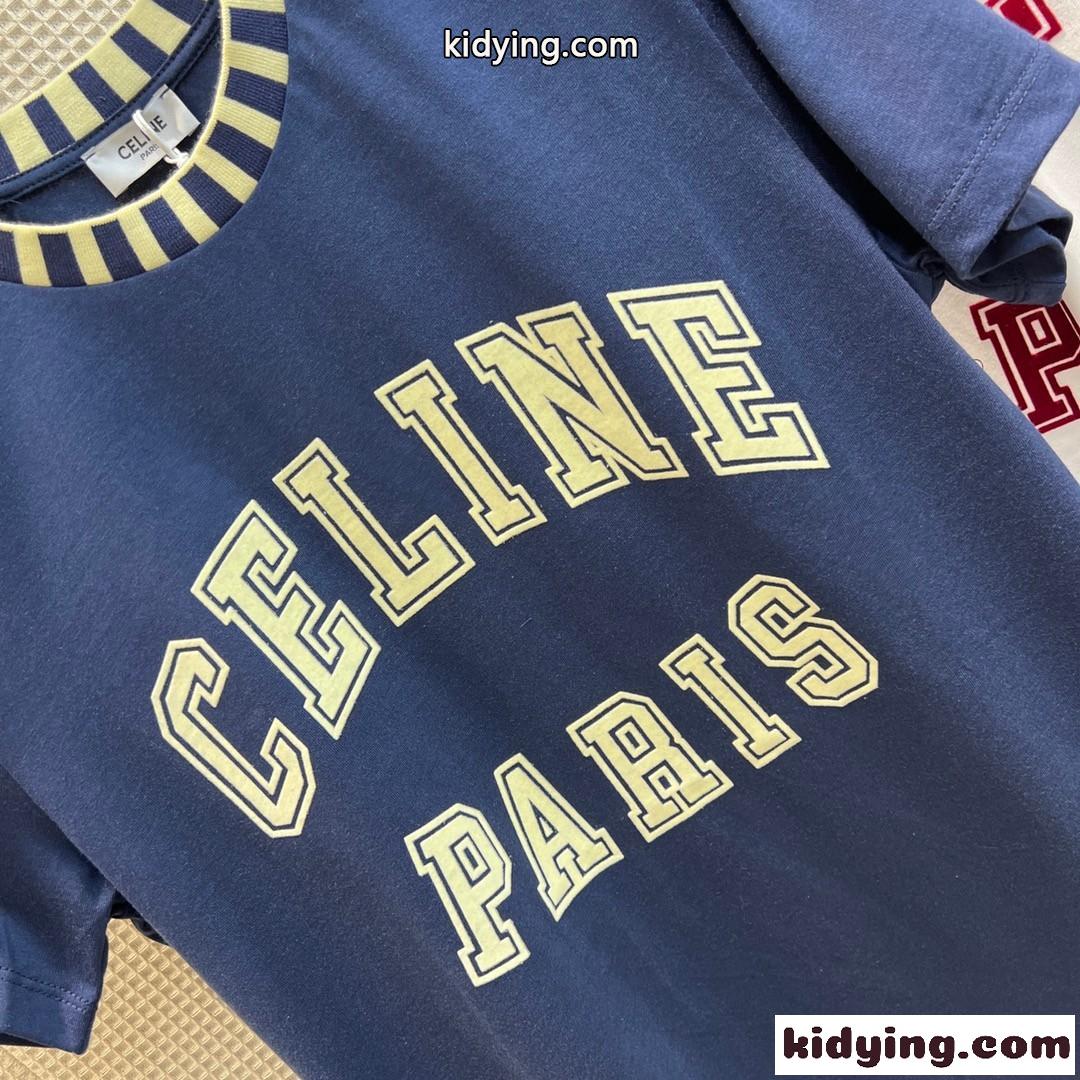 コットン ゆったり ロゴ プリント クルーネック 3色あり スポーツ風 セリーヌ tシャツ コピー 半袖 3色あり トップス-2