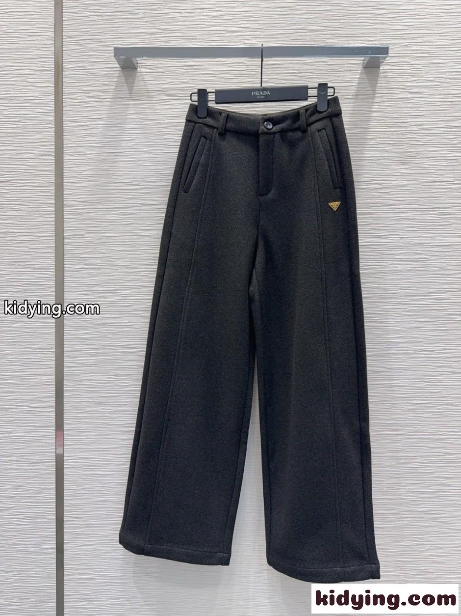 プラダ パンツ 偽物 ロゴ入り ロングパンツ 秋冬 カジュアル ラシャパンツ-1