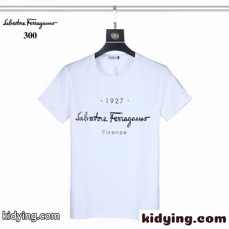 ベーシック 3色あり プリント スリム クールネック サルヴァトーレ・フェラガモ 半袖tシャツ コピー おしゃれ-0