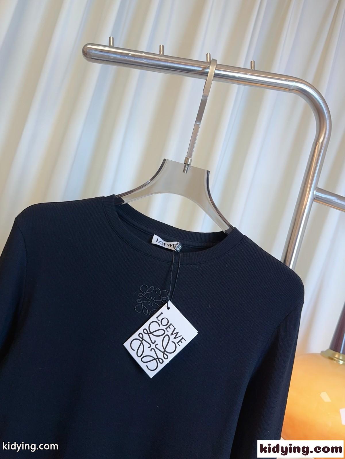 アナグラム リブ 長袖Tシャツ ロエベ Tシャツ 偽物 合わせやすい ブラック-2