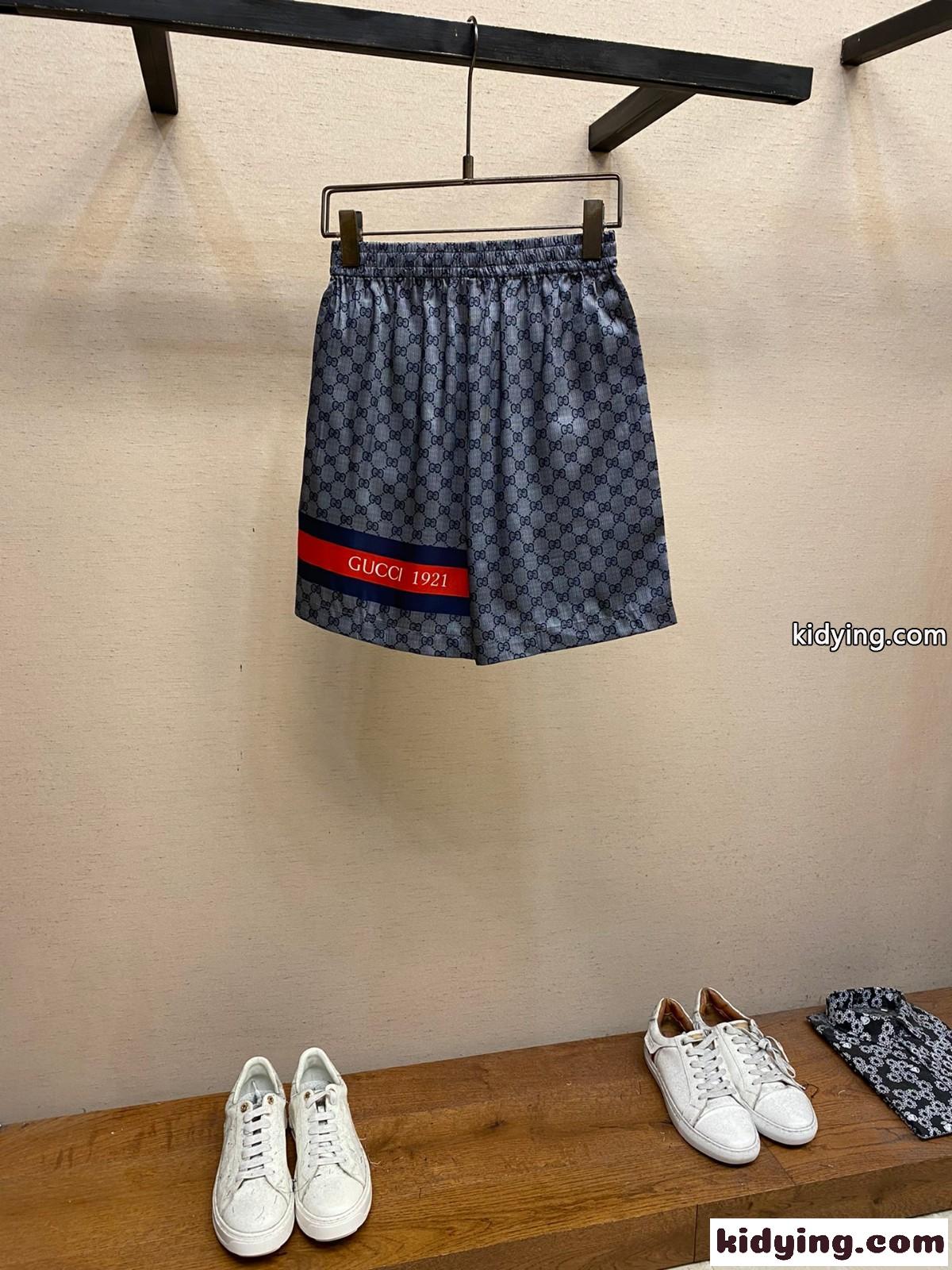 GG 薄手ストレッチ グッチ パンツ コピー メンズ ショートパンツ グレー-1