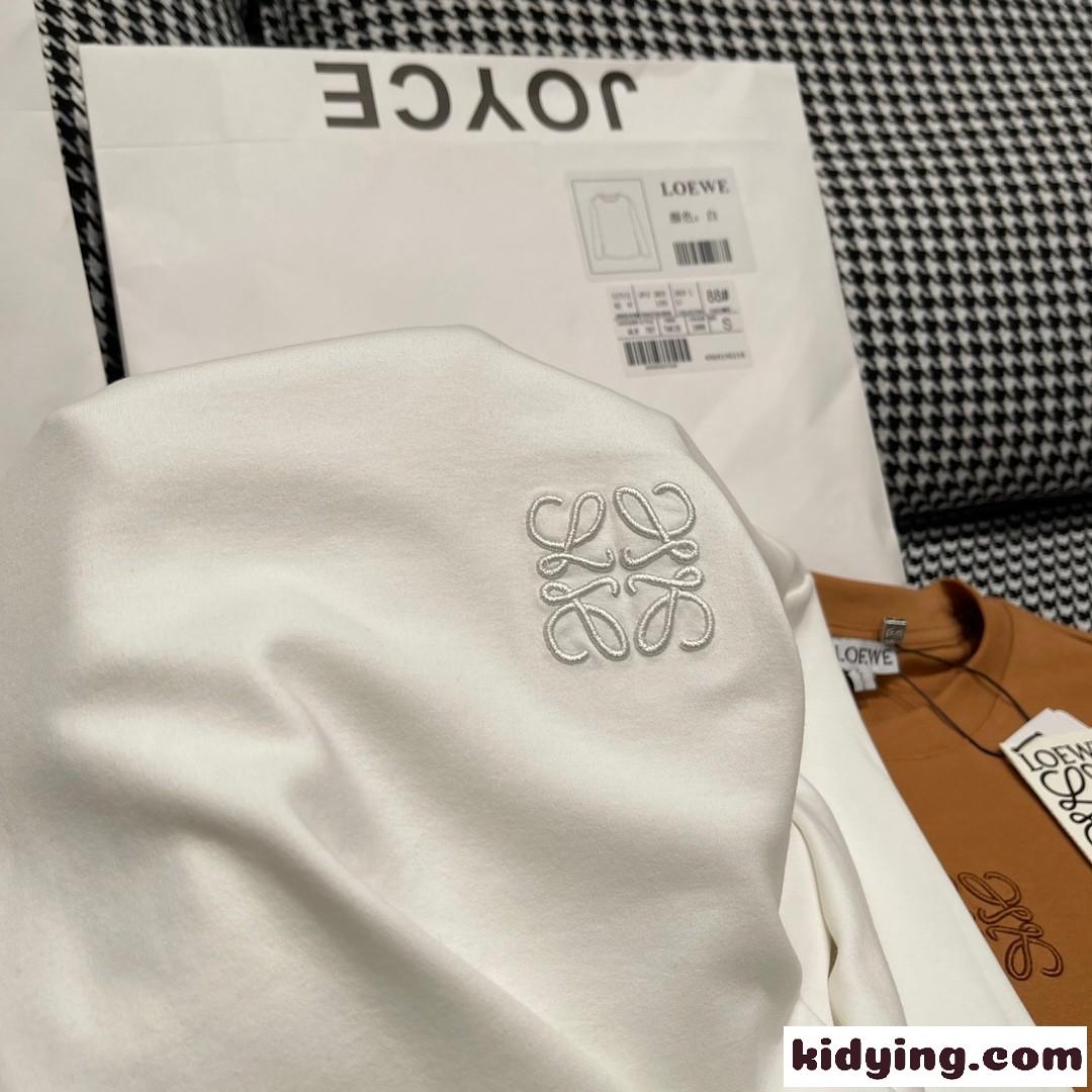 シンプル 合わせやすい クルーネック アナグラム 刺繍 ロエベ Tシャツ コピー-3