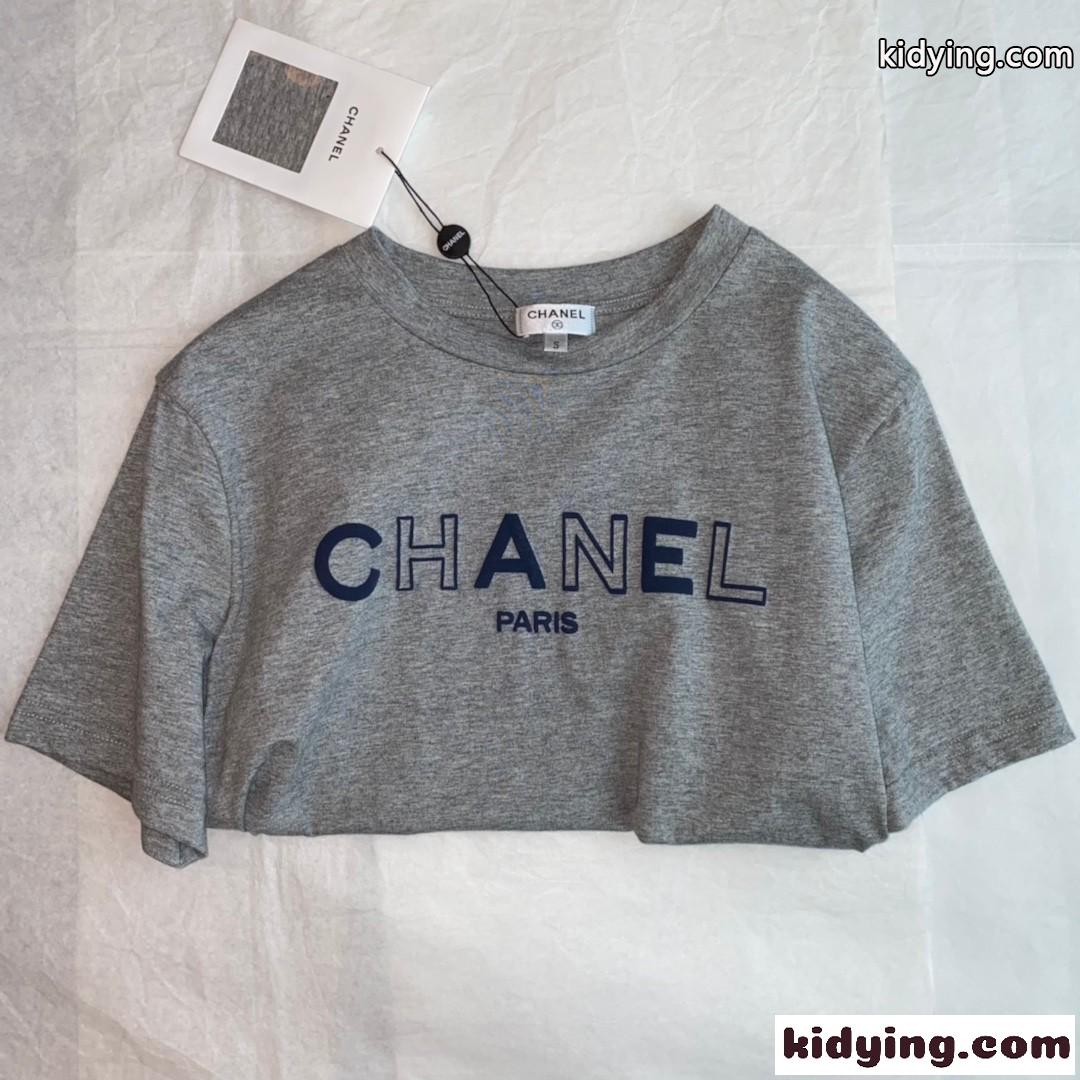ベーシック 3色あり カジュアル 着心地いい シャネル tシャツ コピー ロゴ クルーネック 春夏 コットン トップス-0