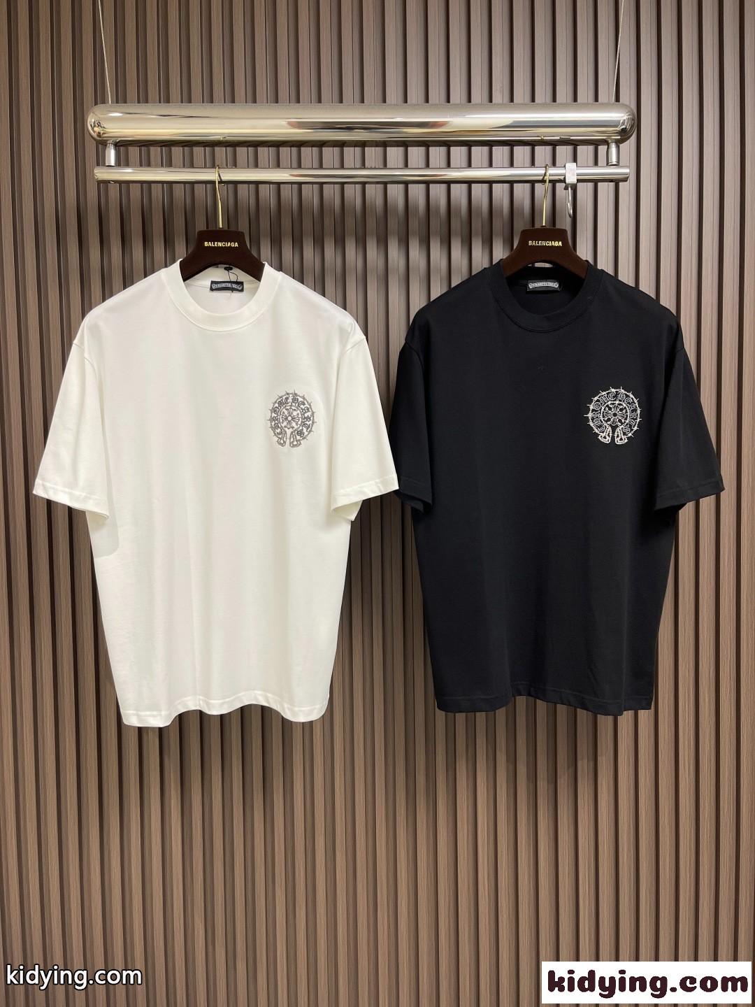 カジュアル 刺繍入り クロムハーツ Tシャツ 偽物 コットン クルーネック-2