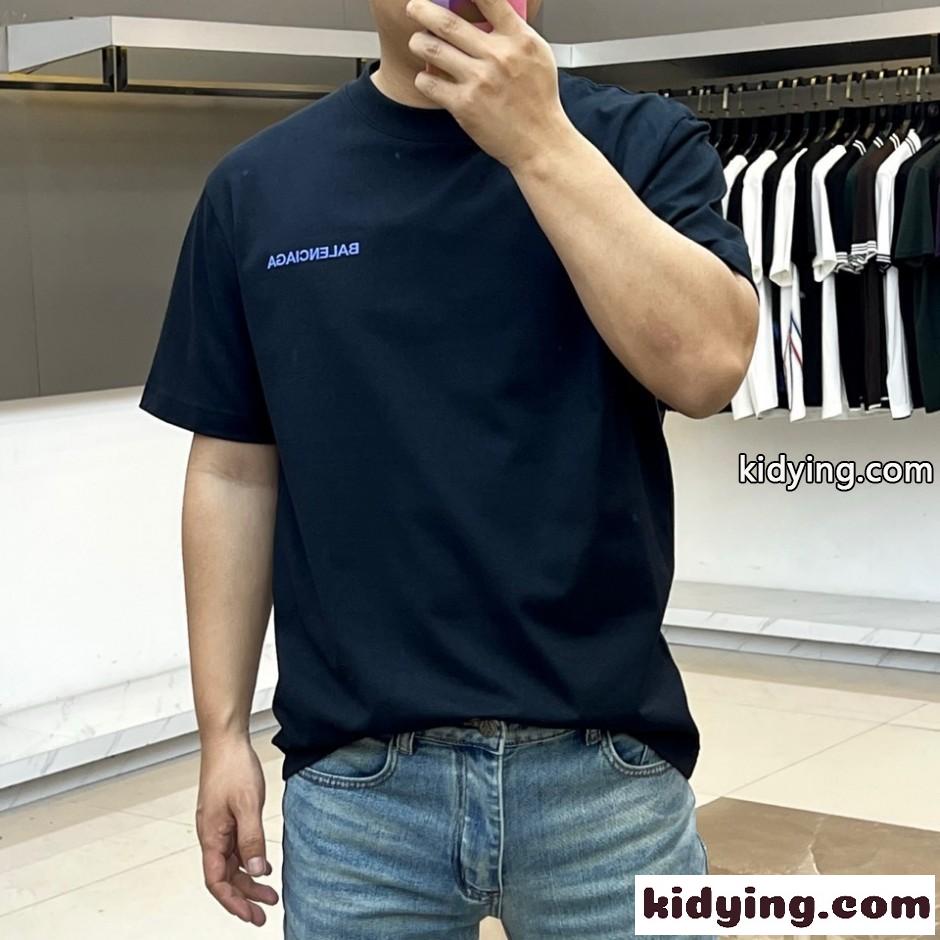 シンプル ロゴ コットン 半袖Tシャツ バレンシアガ Tシャツ 偽物 ブラック-1