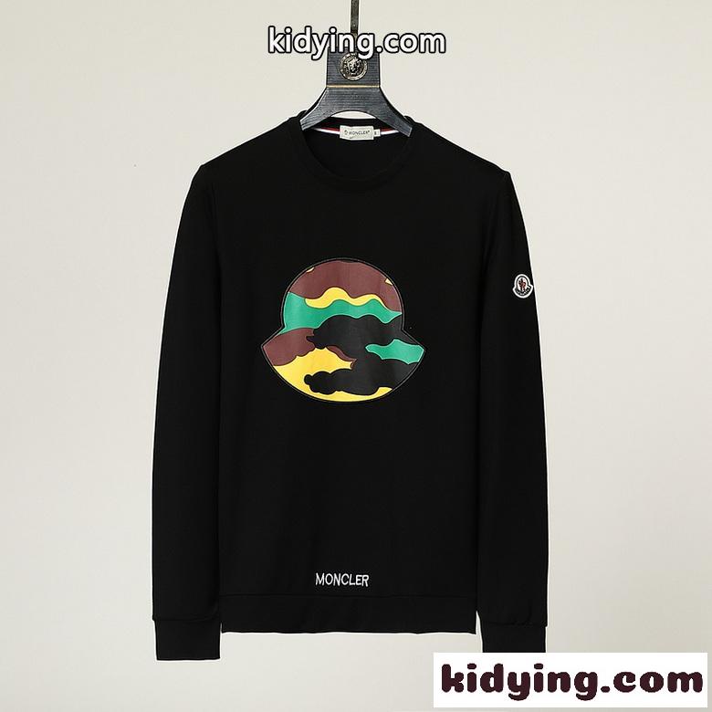 ベーシック ロゴ カジュアル クルーネック モンクレール 長袖tシャツ コピー 合わせやすい トップス ホワイト ブラック-1