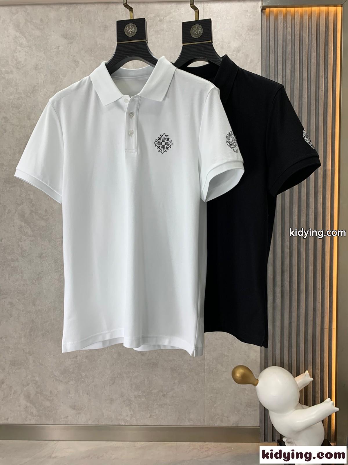 ベーシック カジュアル 半袖 ポロシャツ クロムハーツ Tシャツ コピー コットンピケ-0