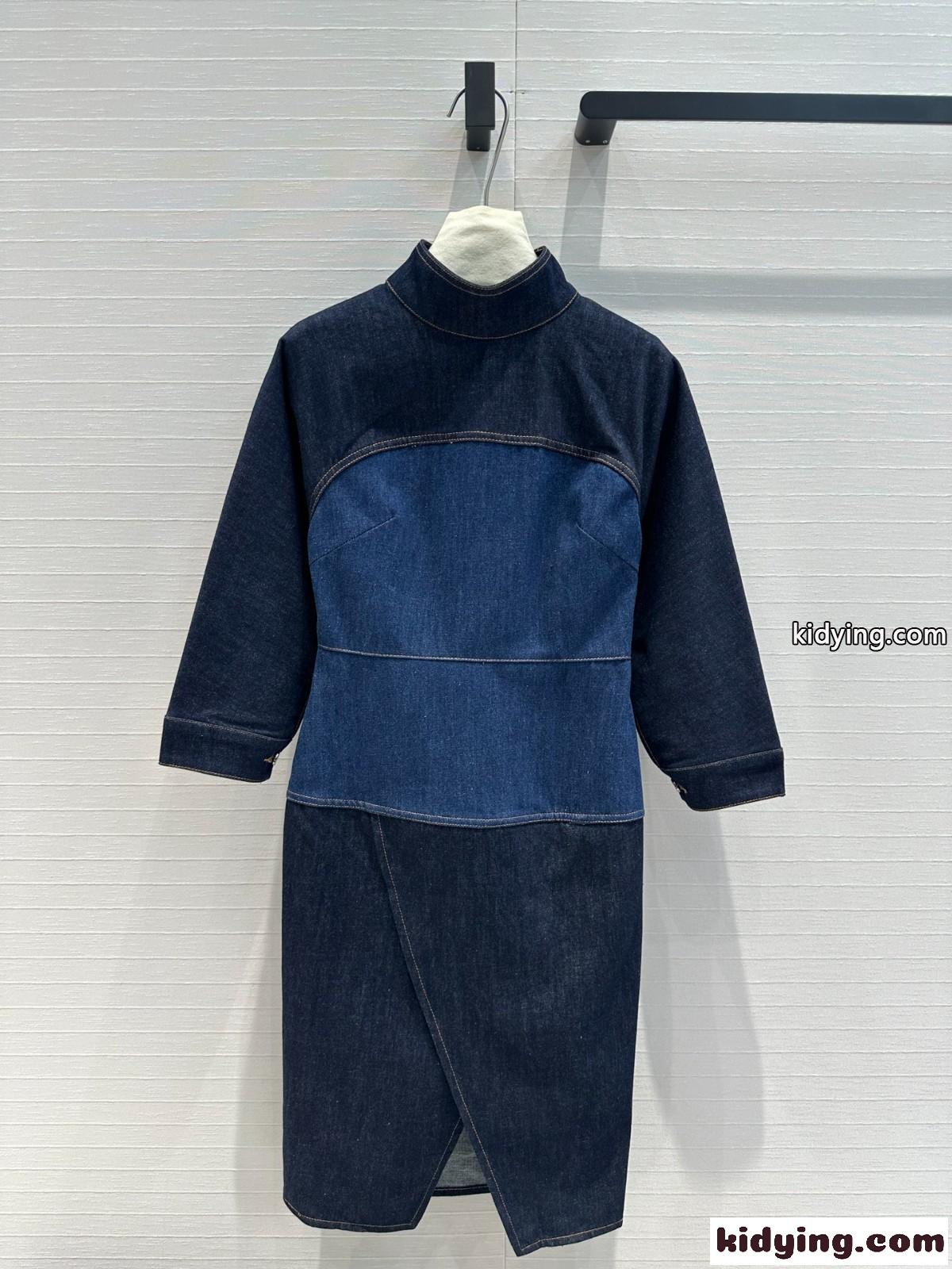 ブルーツートーンデニム ドレス フェンディ ワンピース コピー レディース-2