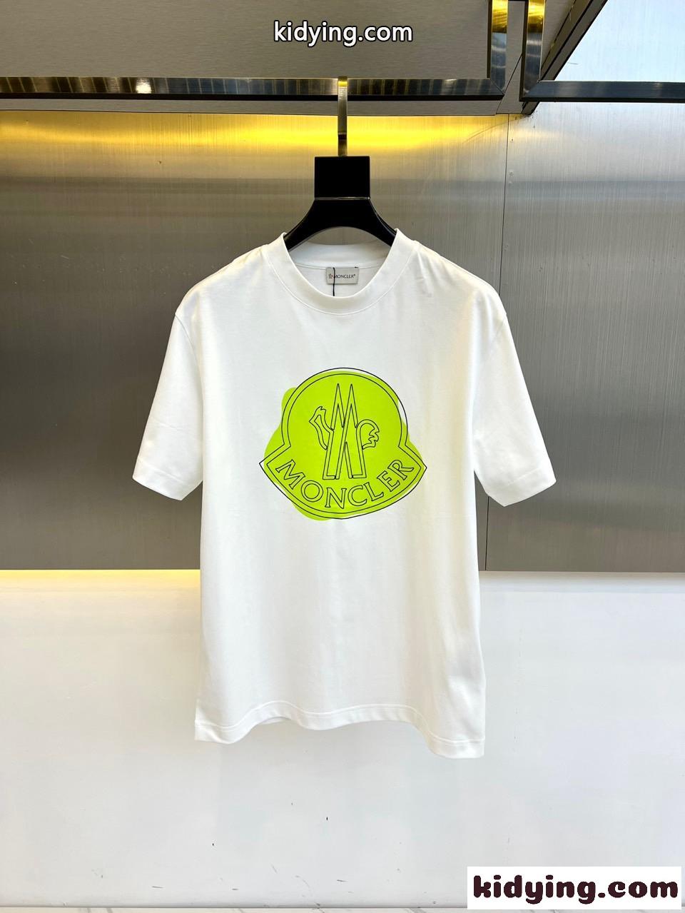シンプル ロゴプリント クルーネック 半袖Tシャツ モンクレール Tシャツ コピー ホワイト-0