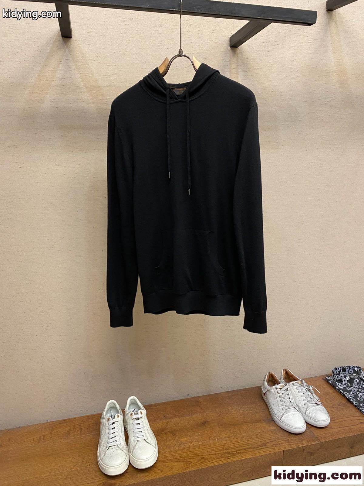 シンプル 上品 ウール フーディー エルメネジルド・ゼニア ニット コピー ブラック-2