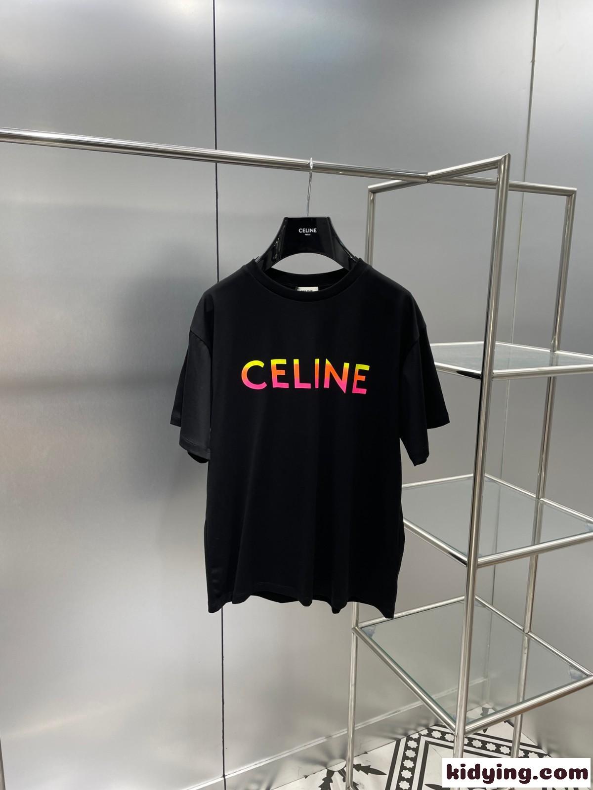 ベーシック 3色あり ロゴプリント クルーネック セリーヌ tシャツ コピー 定番 半袖 トップス-3