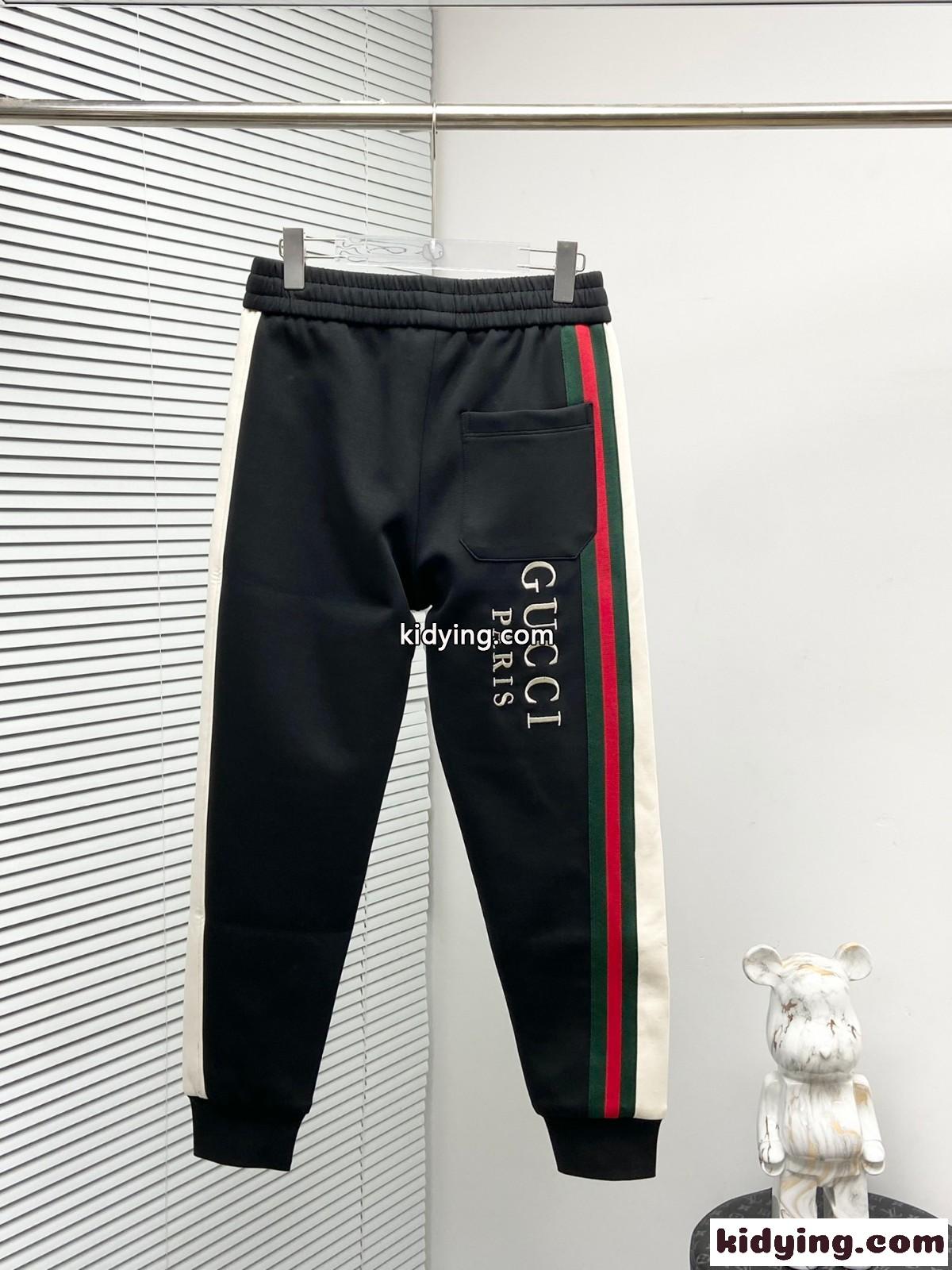 カジュアル ロゴ入り グッチ パンツ コピー メンズ スウェットパンツ ブラック-2