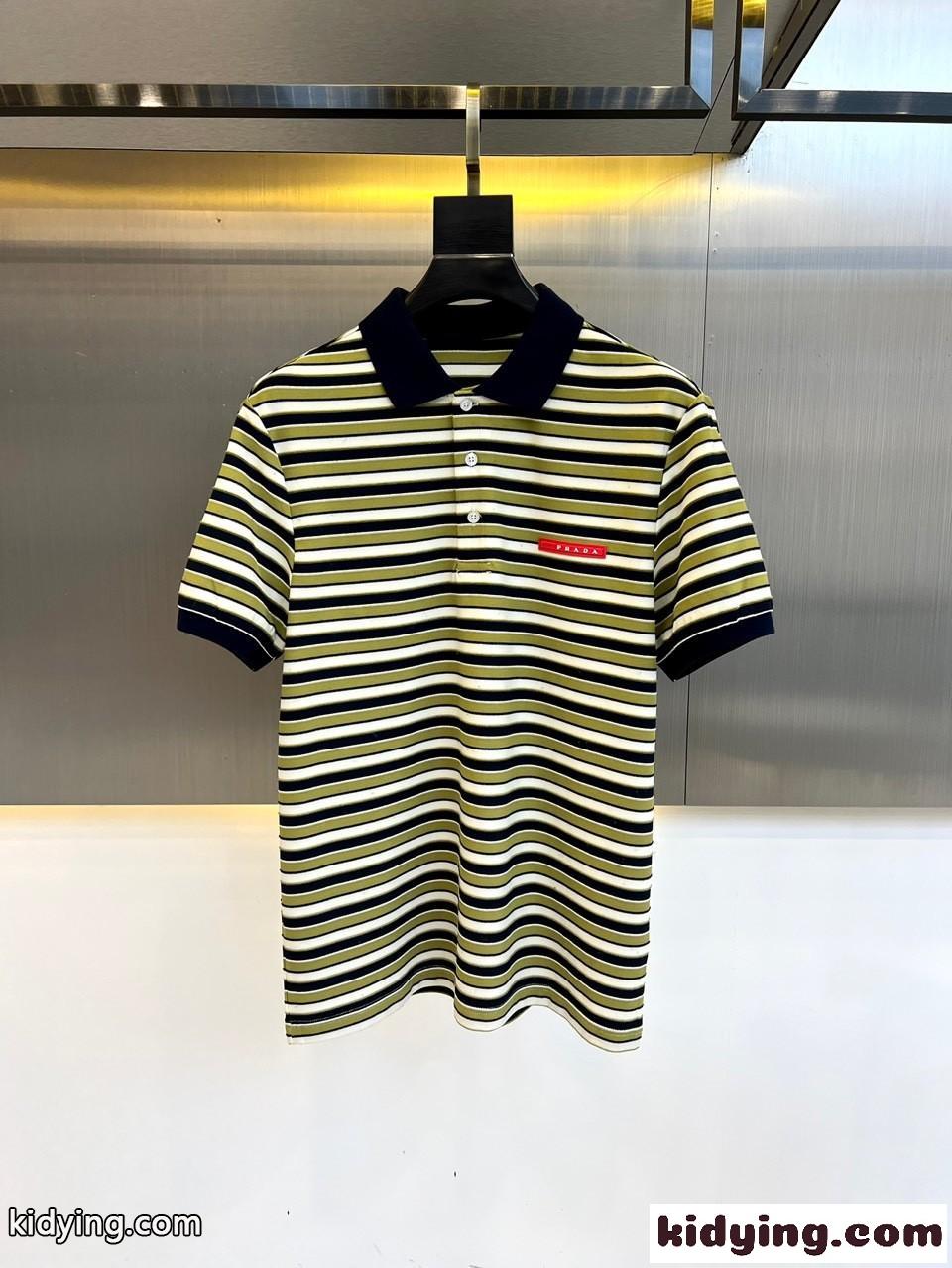 メンズ カジュアル プラダ Tシャツ コピー ストライプ 半袖 ポロシャツ-0