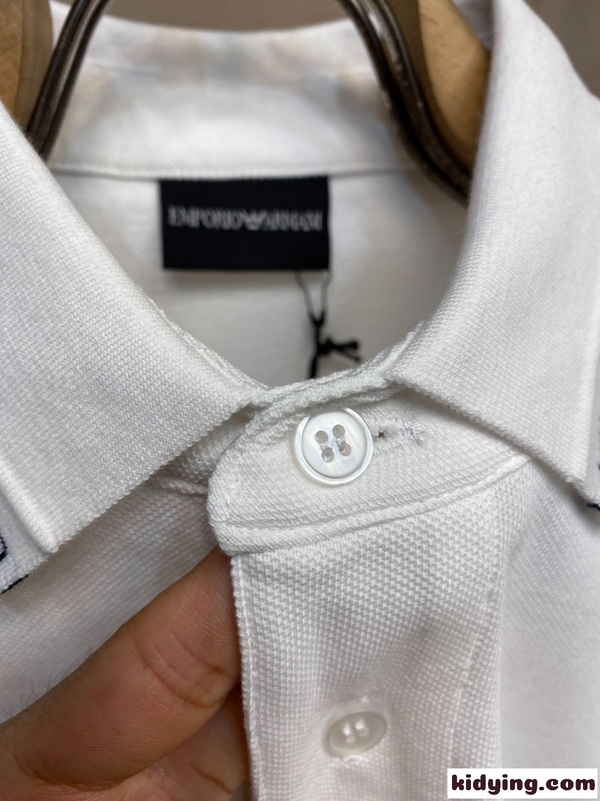 洗練された コットン ポロシャツ アルマーニ Tシャツ 偽物 ホワイト-0