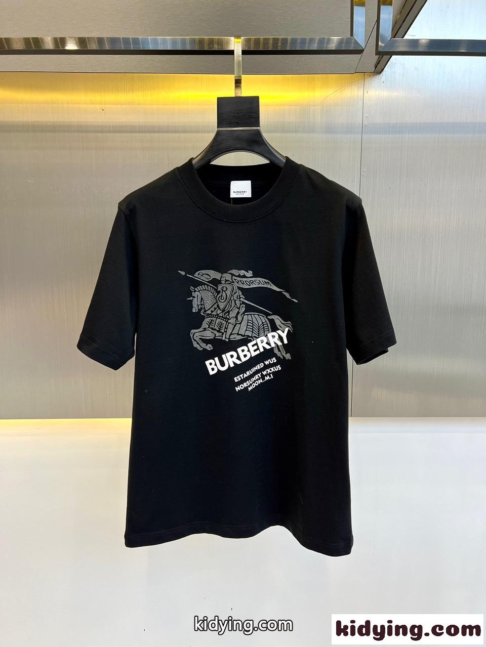 バーバリー 半袖Tシャツ コピー カジュアル コットンTシャツ ブラック-0