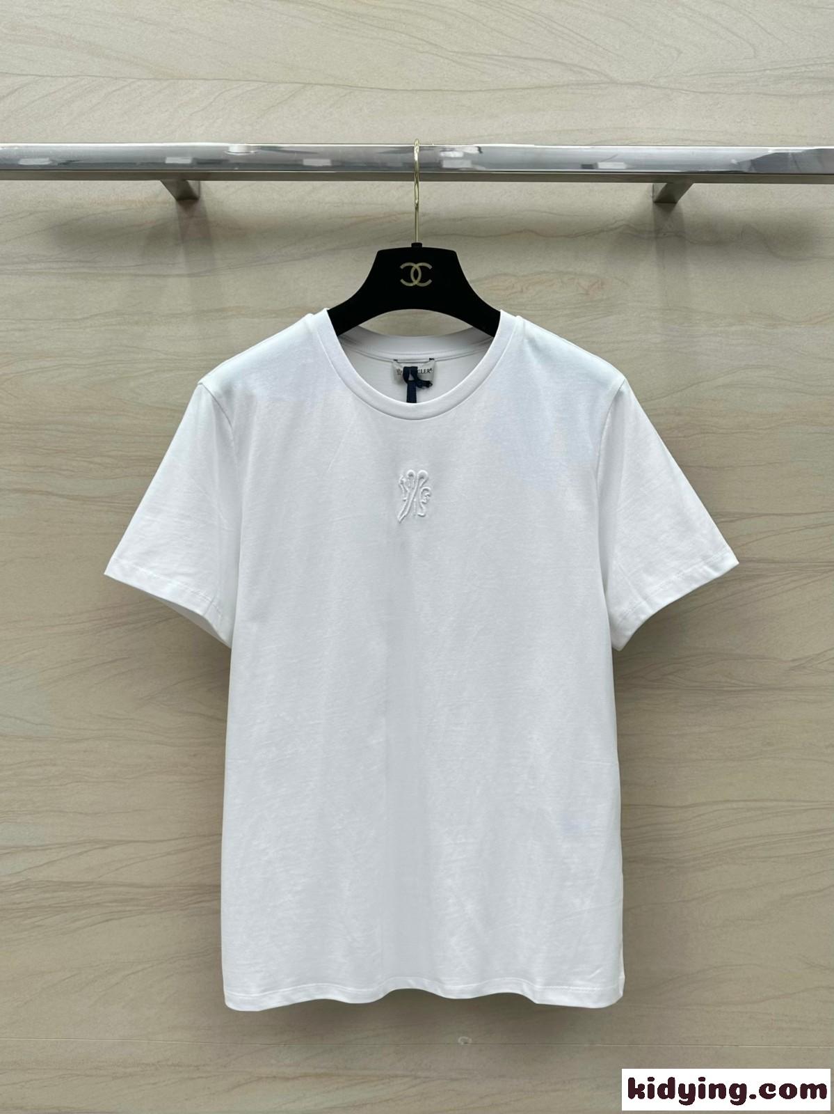 シンプル クルーネック 合わせやすい モンクレール 半袖Tシャツ コピー ホワイト-0