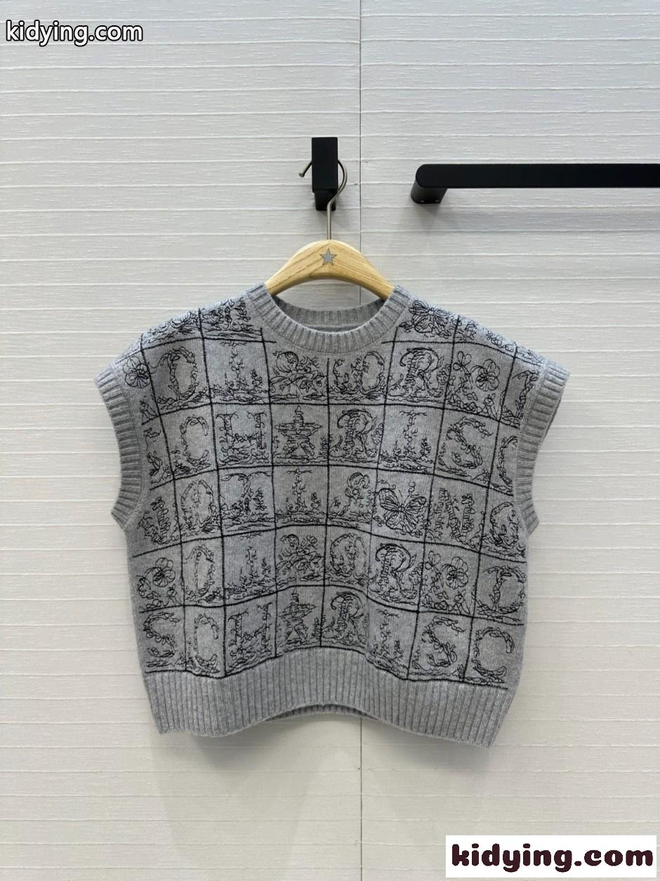クリスチャン・ディオール ニット 偽物 Dior Alphabet カシミヤ セーターベスト-0