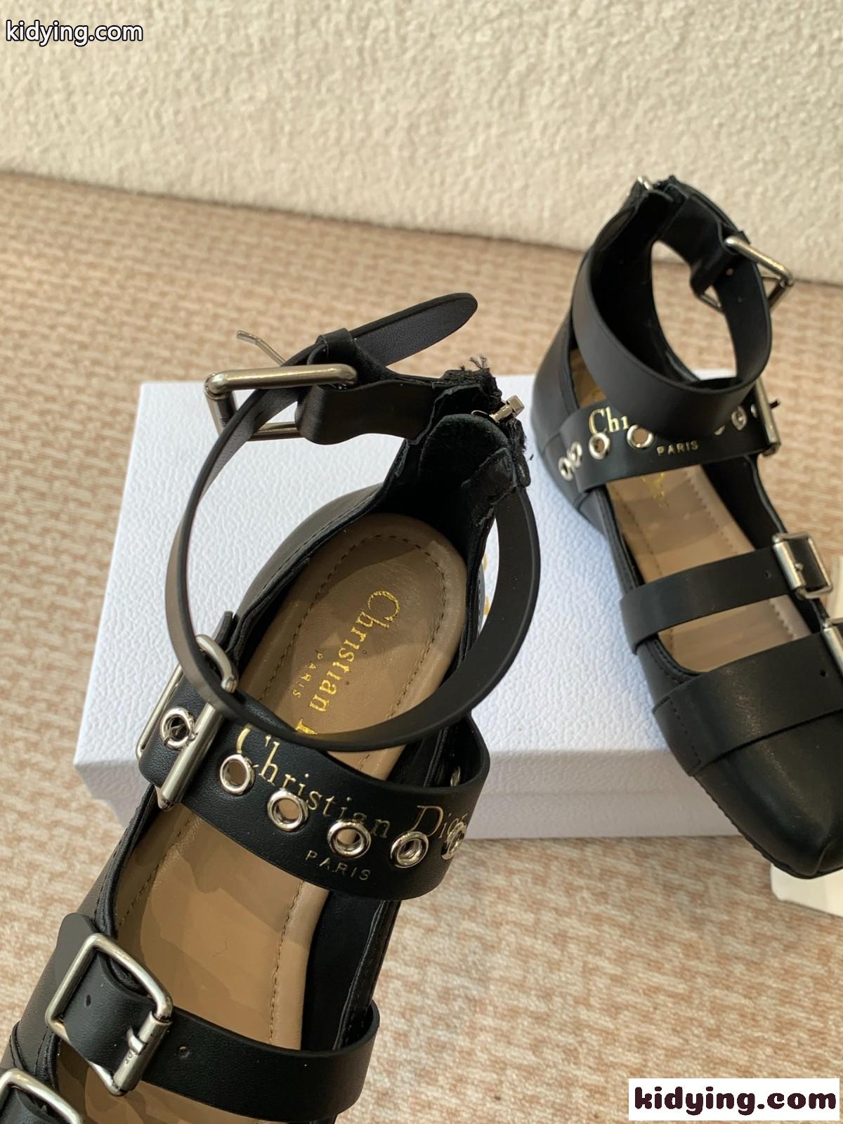エレガント お洒落 Dior Punk バレリーナ スーパーコピー レザー ブラック-3