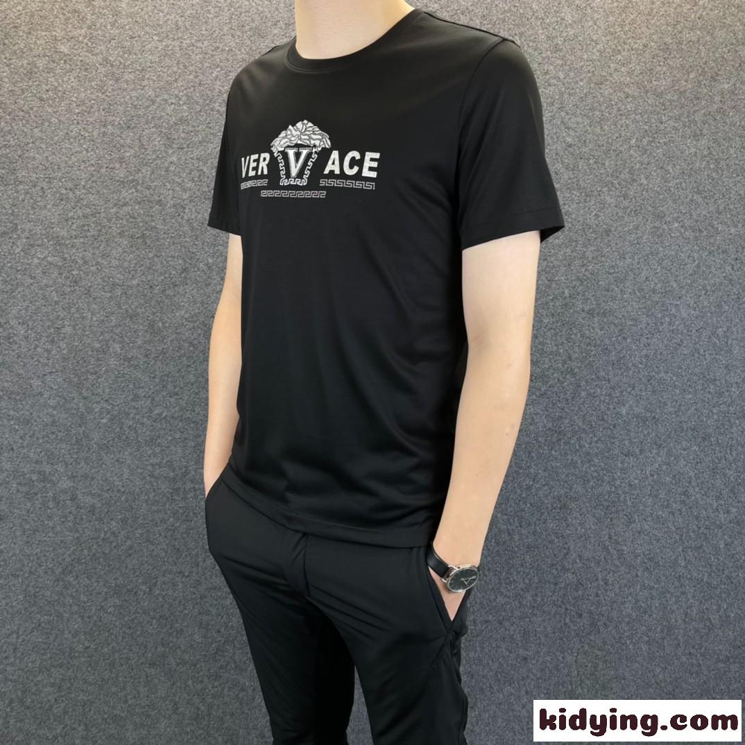 シンプル おしゃれ クールネック ヴェルサーチ tシャツ コピー ロゴ 半袖 カジュアル 着心地いい コットン-2