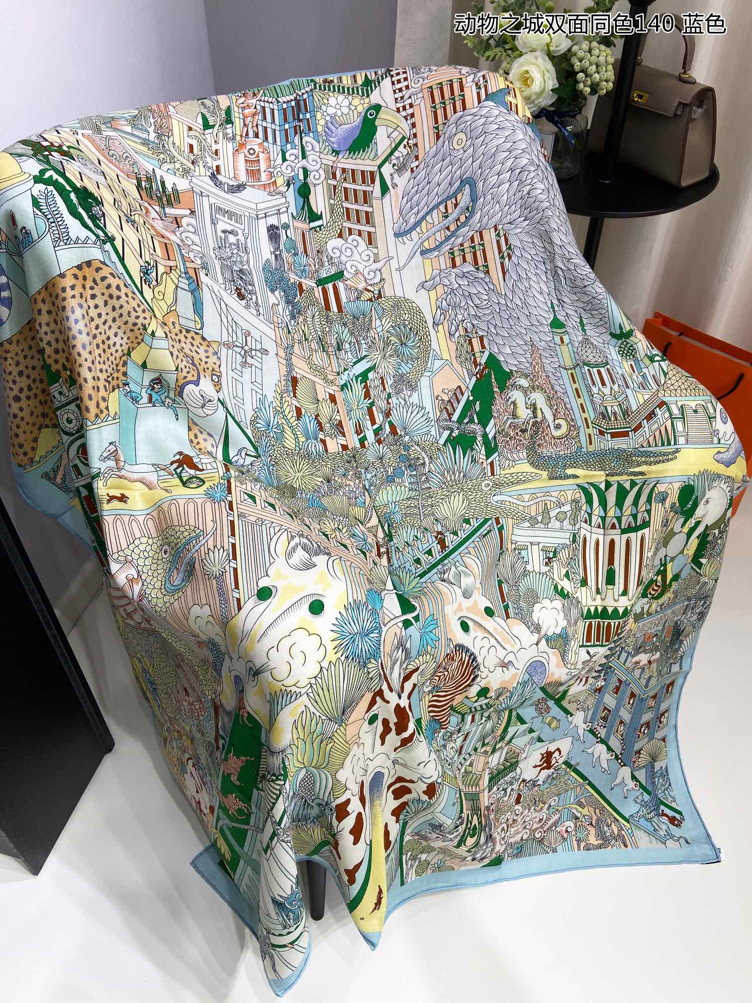 カレ140 ショール シルク&カシミヤ Animapolis エルメス スカーフ コピー 140cm*140cm-3